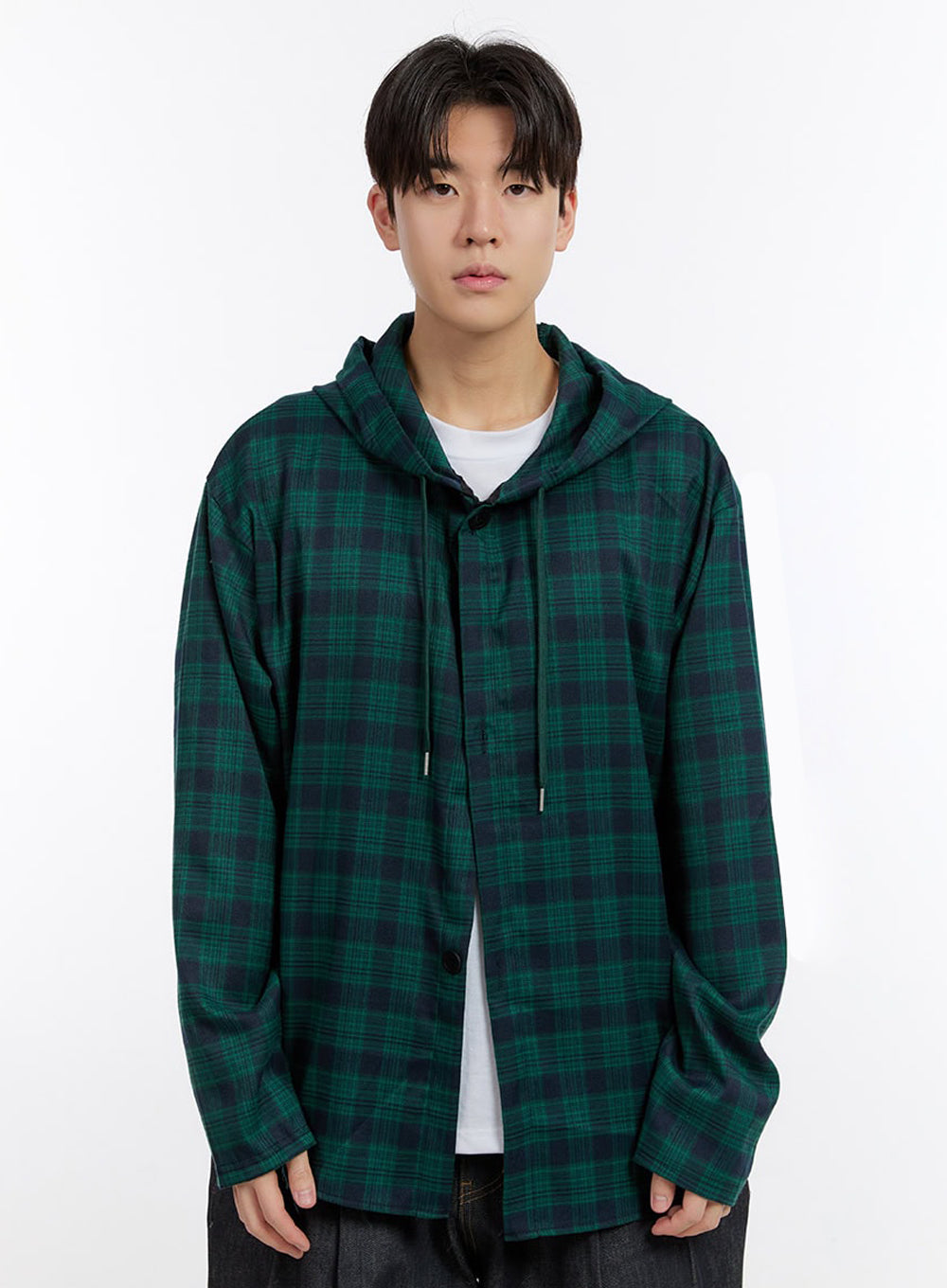 Men's Oversize Checkered Hooded Shirt IM525