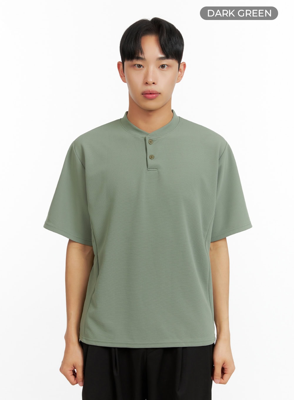 Men's Buttoned Solid T-Shirt IU414
