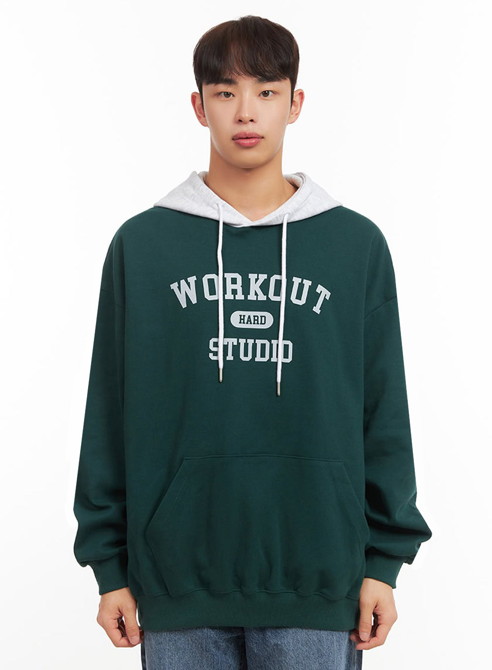 Men's Oversized Contrast Graphic Hoodie IF517