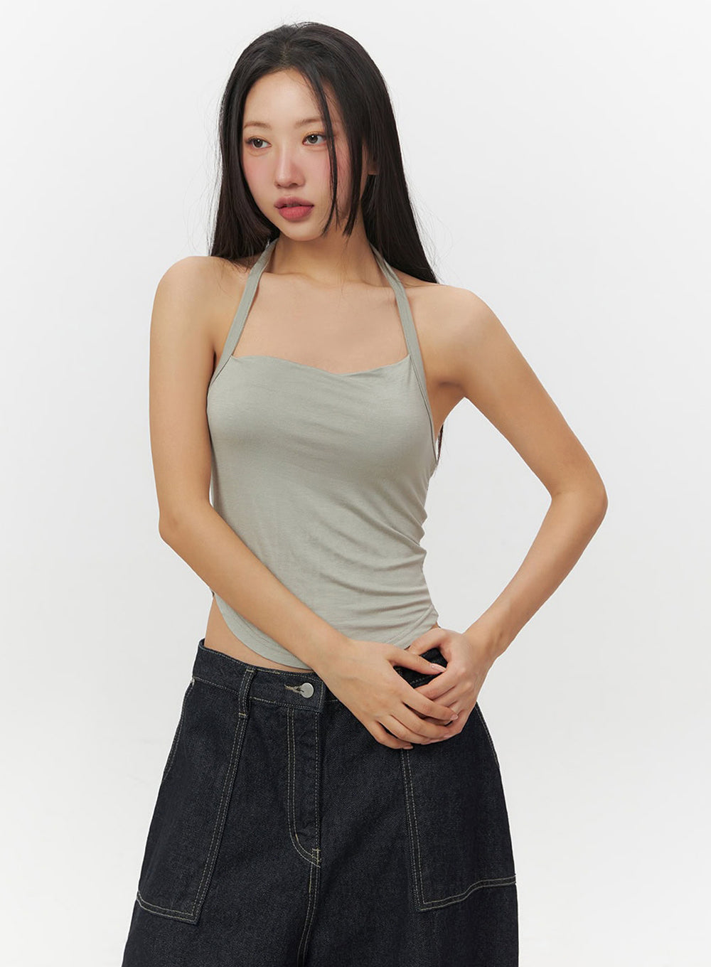 Essential Halter-Neck Crop Cami Top IF510