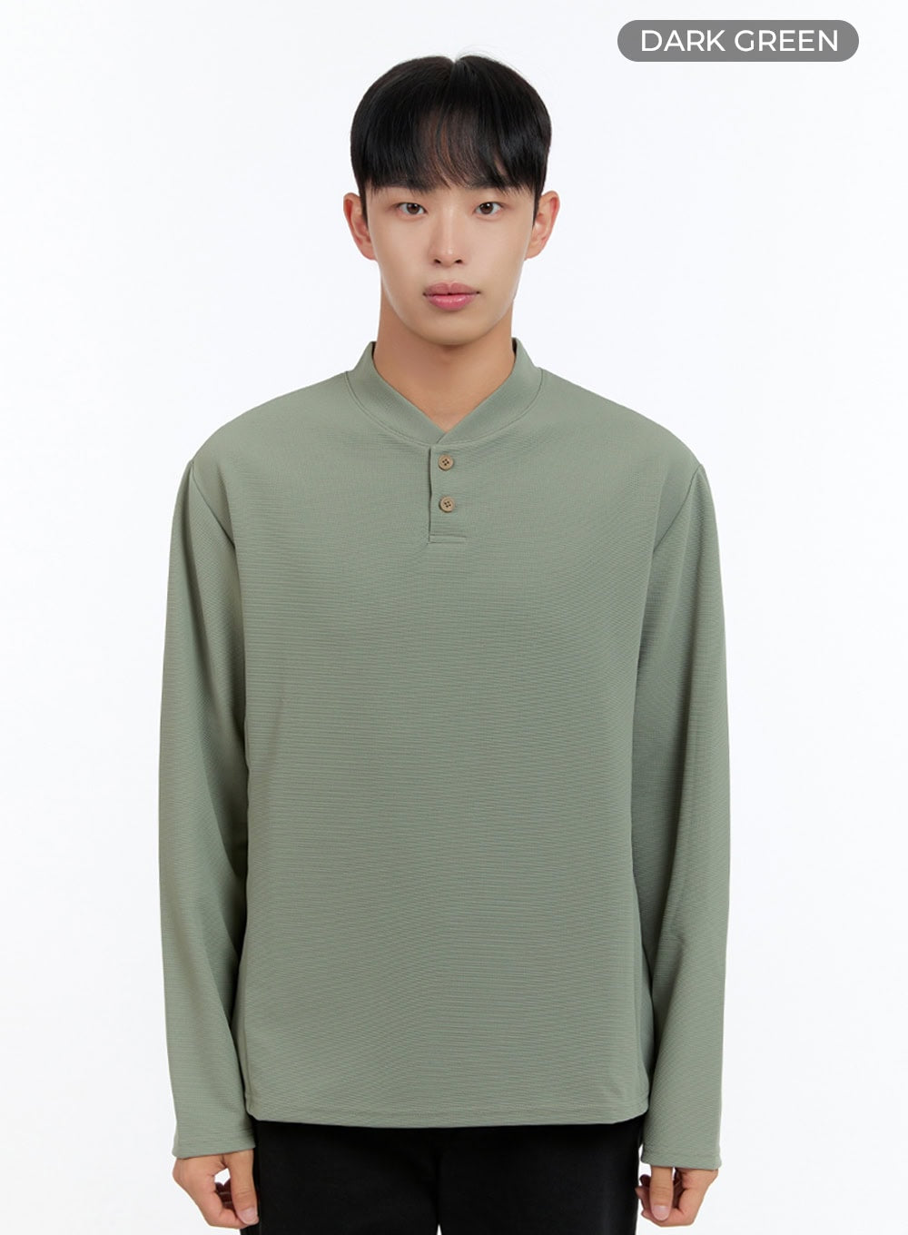 Men's Henley Neck Long Sleeve Tee IS413