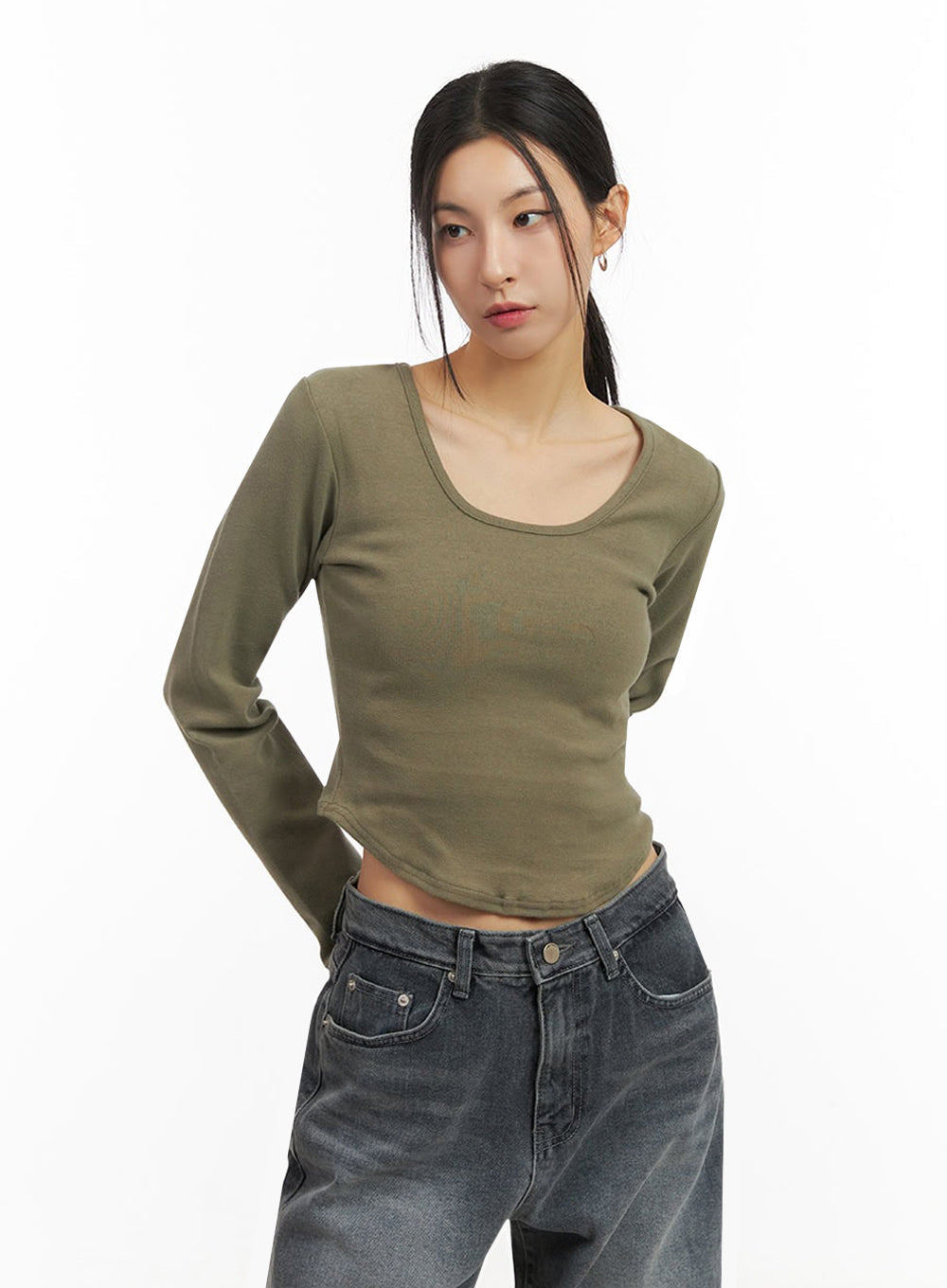 Basic Square-Neck Crop Top ID431