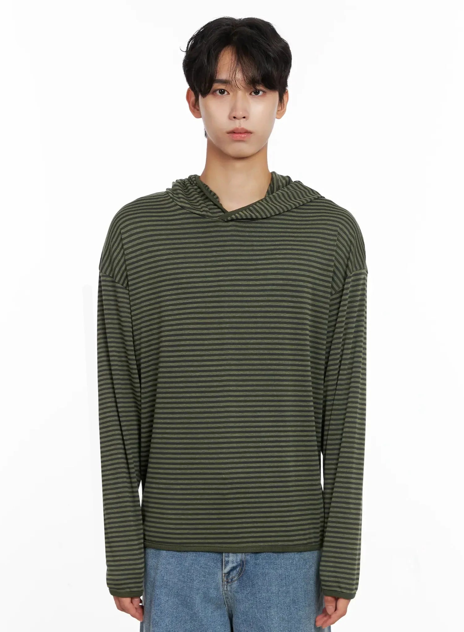 Men's Striped Hooded Long Sleeve IO517