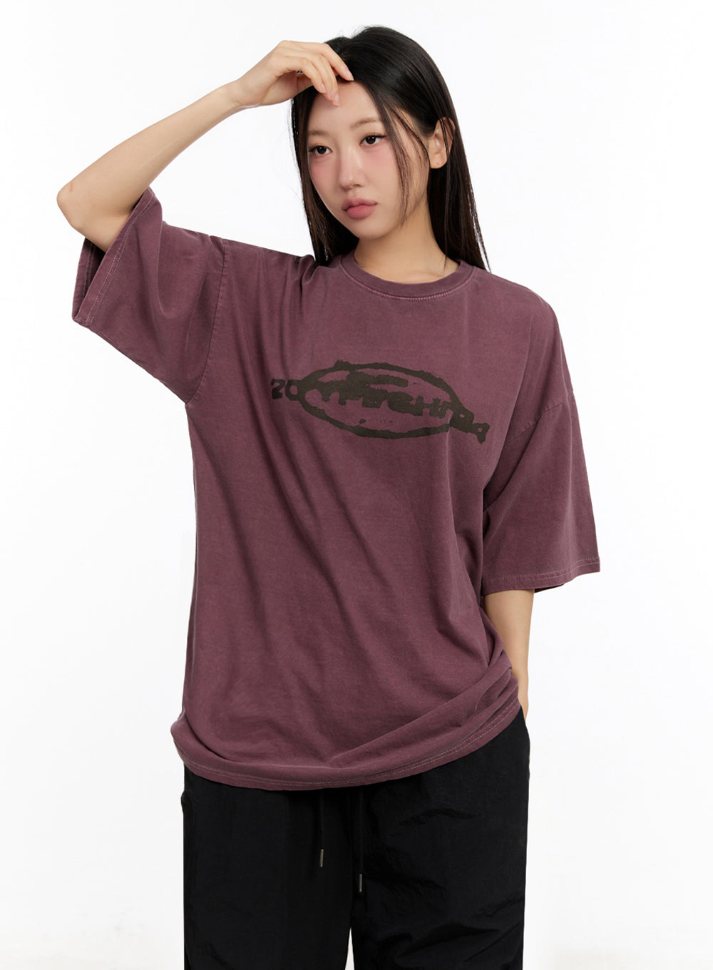 Oversized Washed Graphic Tee IU509