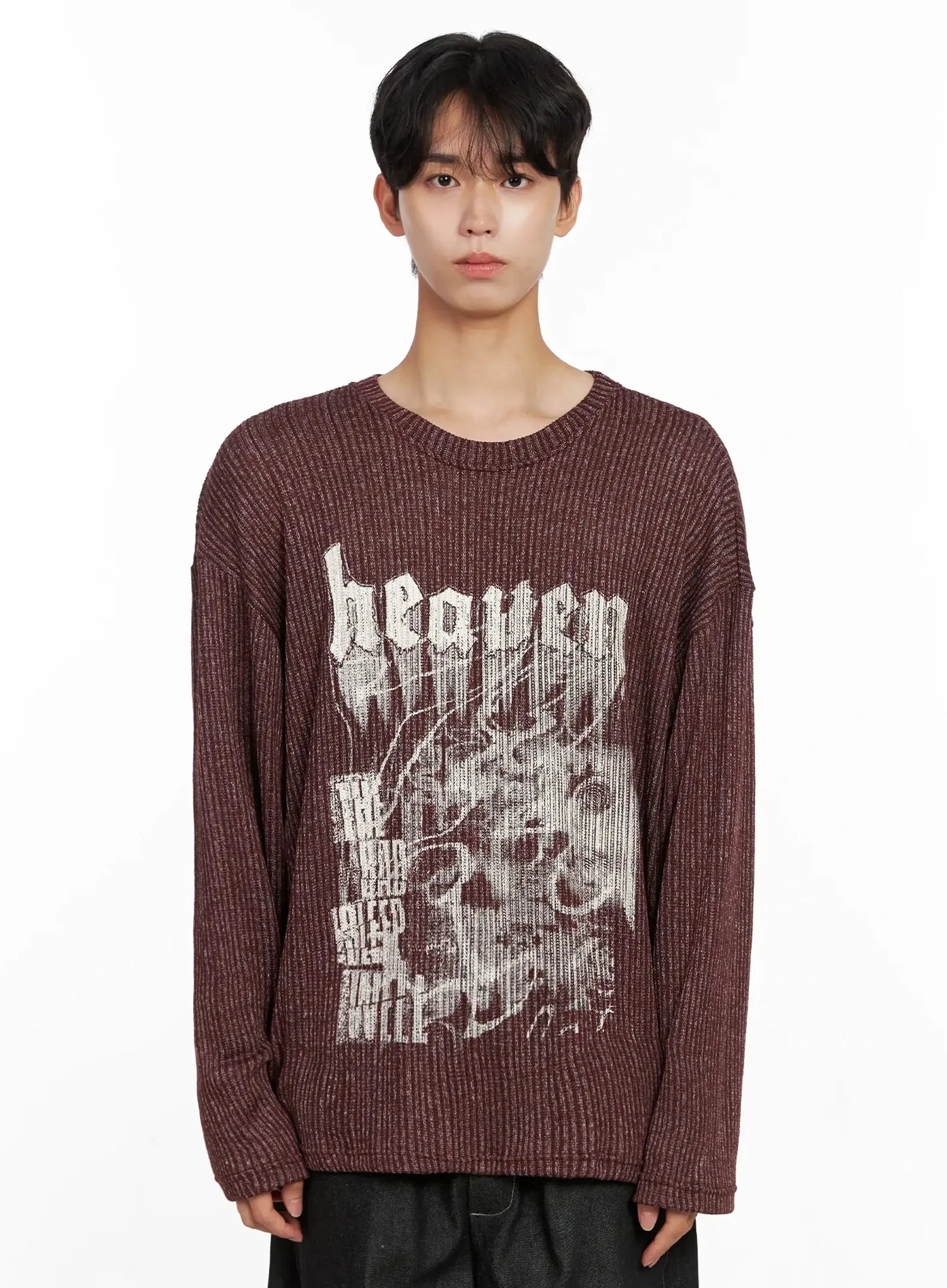 Men's Striped Graphic Knit Long Sleeve IO517