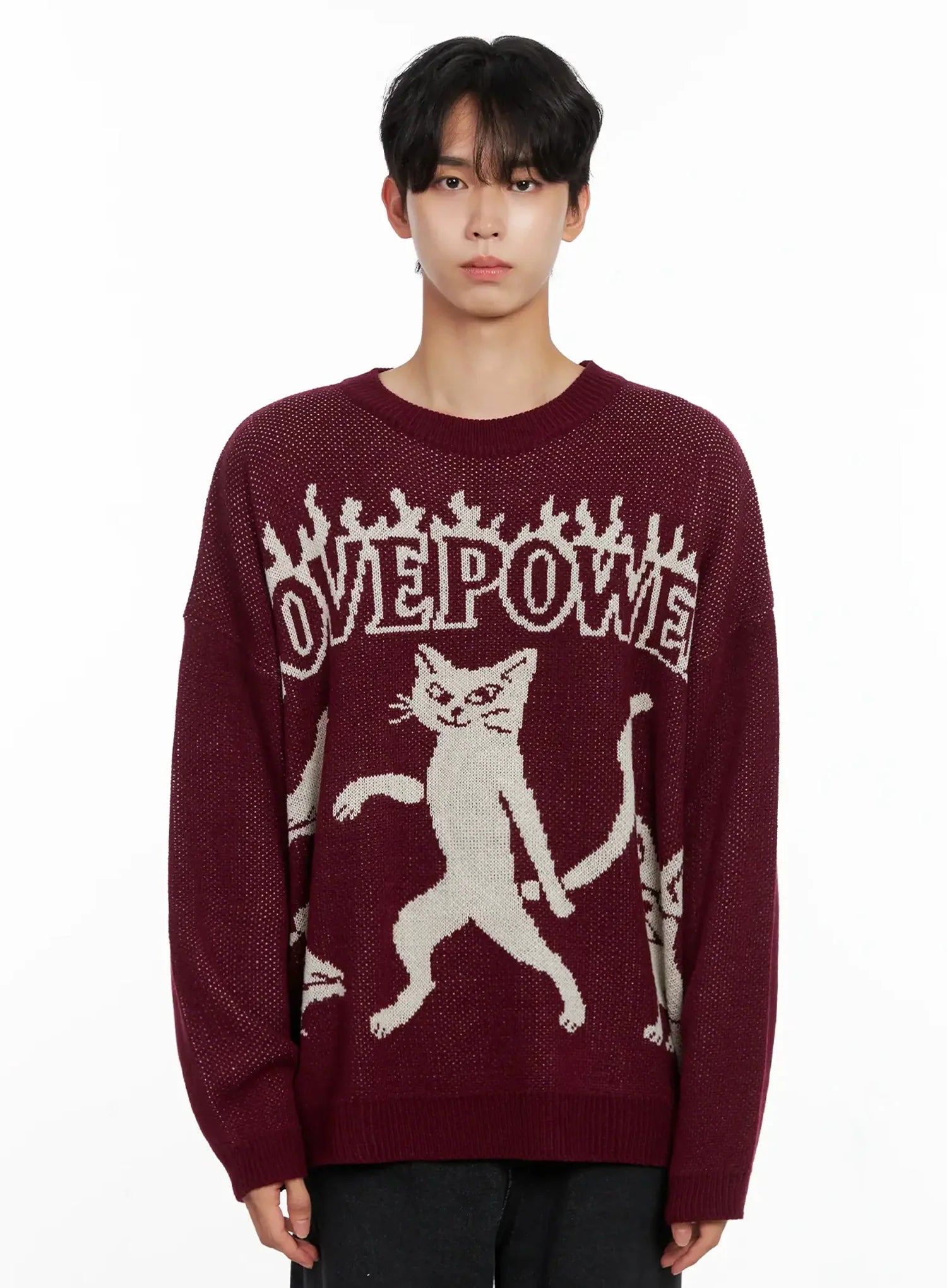 Men's Oversized Graphic Knit Sweater IO517