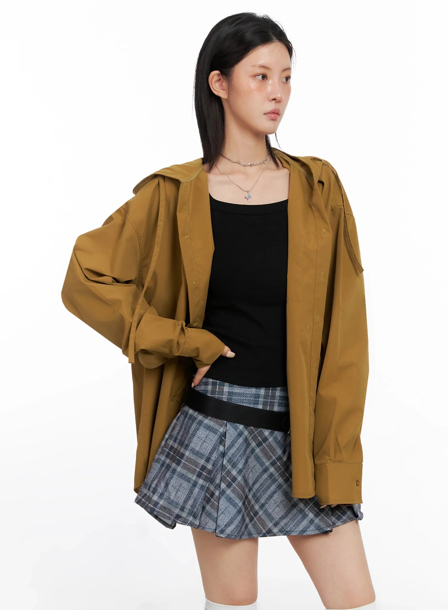 Oversized Button Up Hoodie Jacket IS508