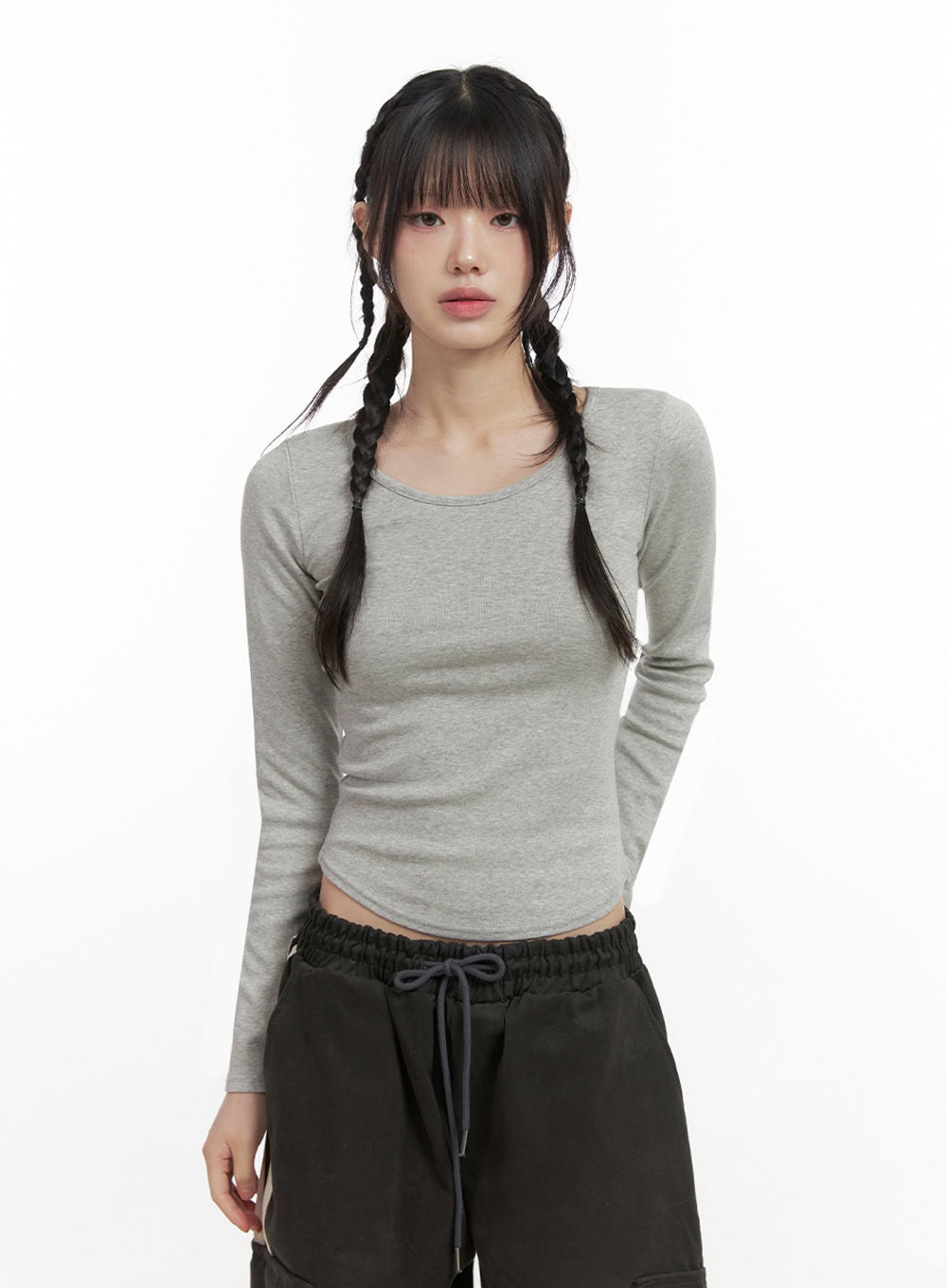 Slim-Fit Cropped U-Neck Top  IN427