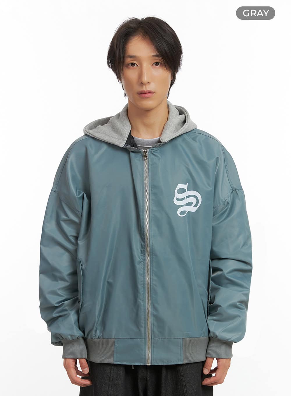 Men's Hooded Zip-Up Bomber Jacket IO402