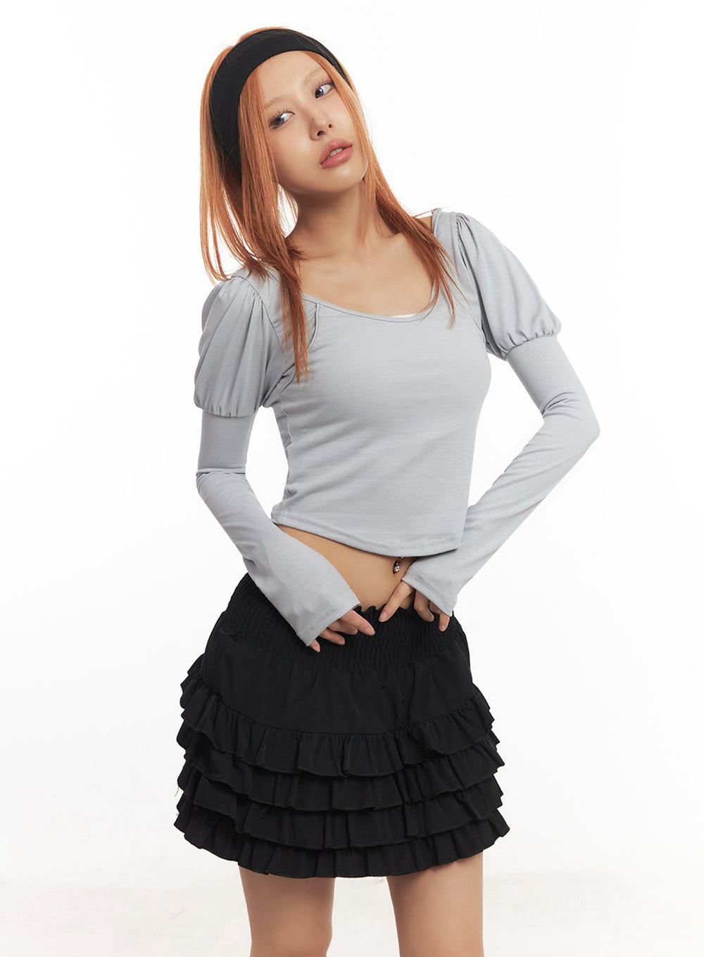 Puff-Sleeve Long Sleeve Top IA515