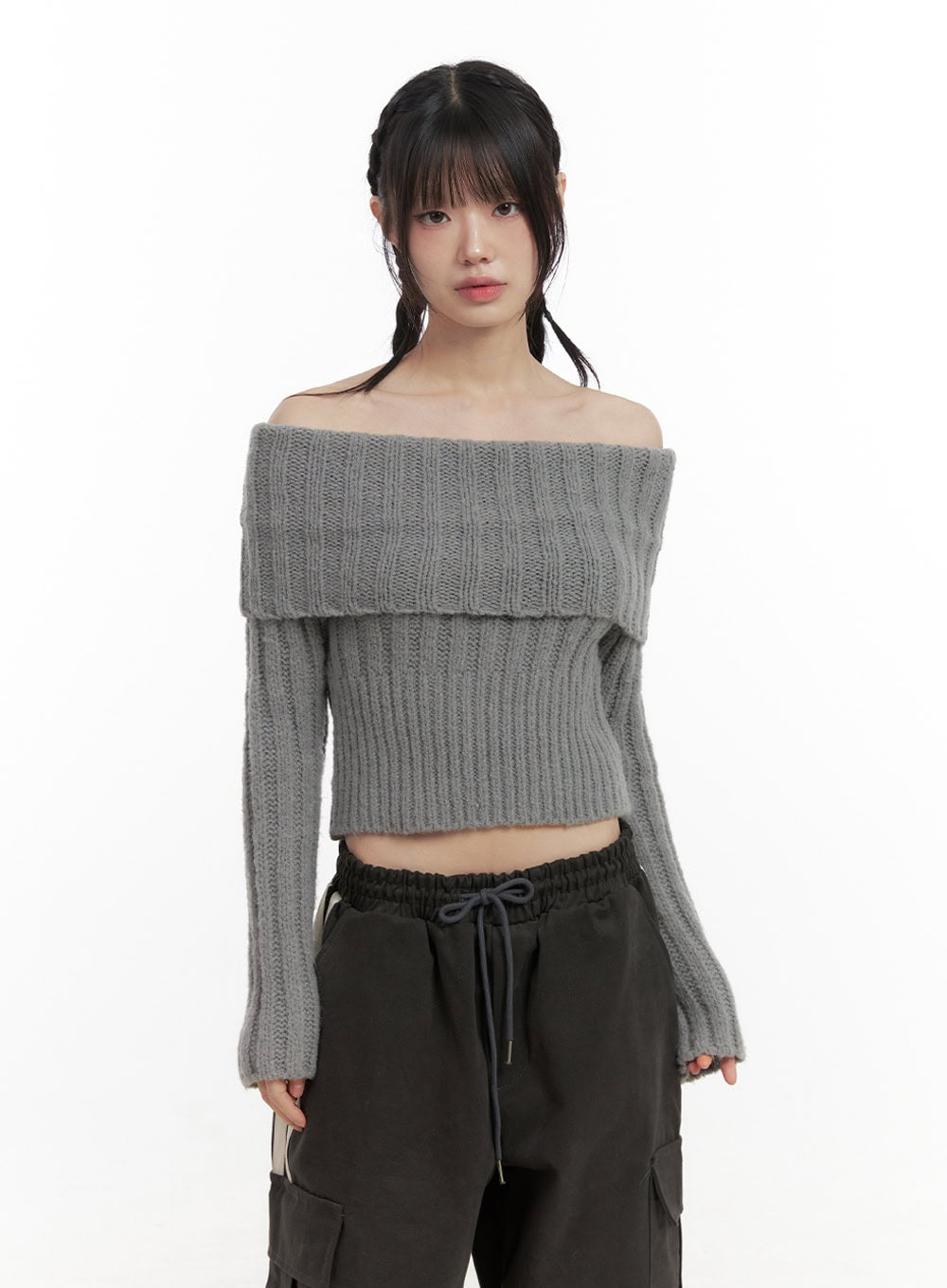 Slim-Fit Off-Shoulder Sweater ID402