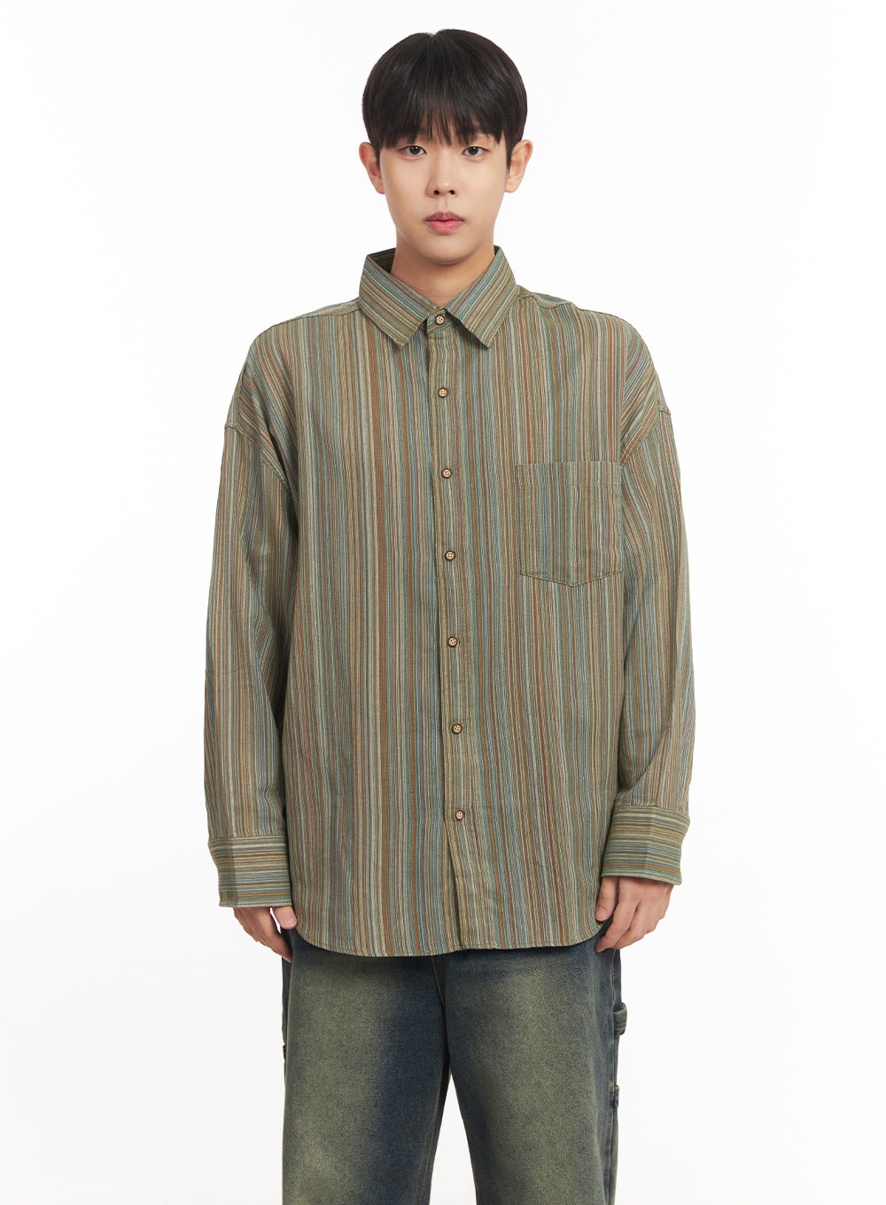 Men's Oversize Stripe Collared Shirt IM527