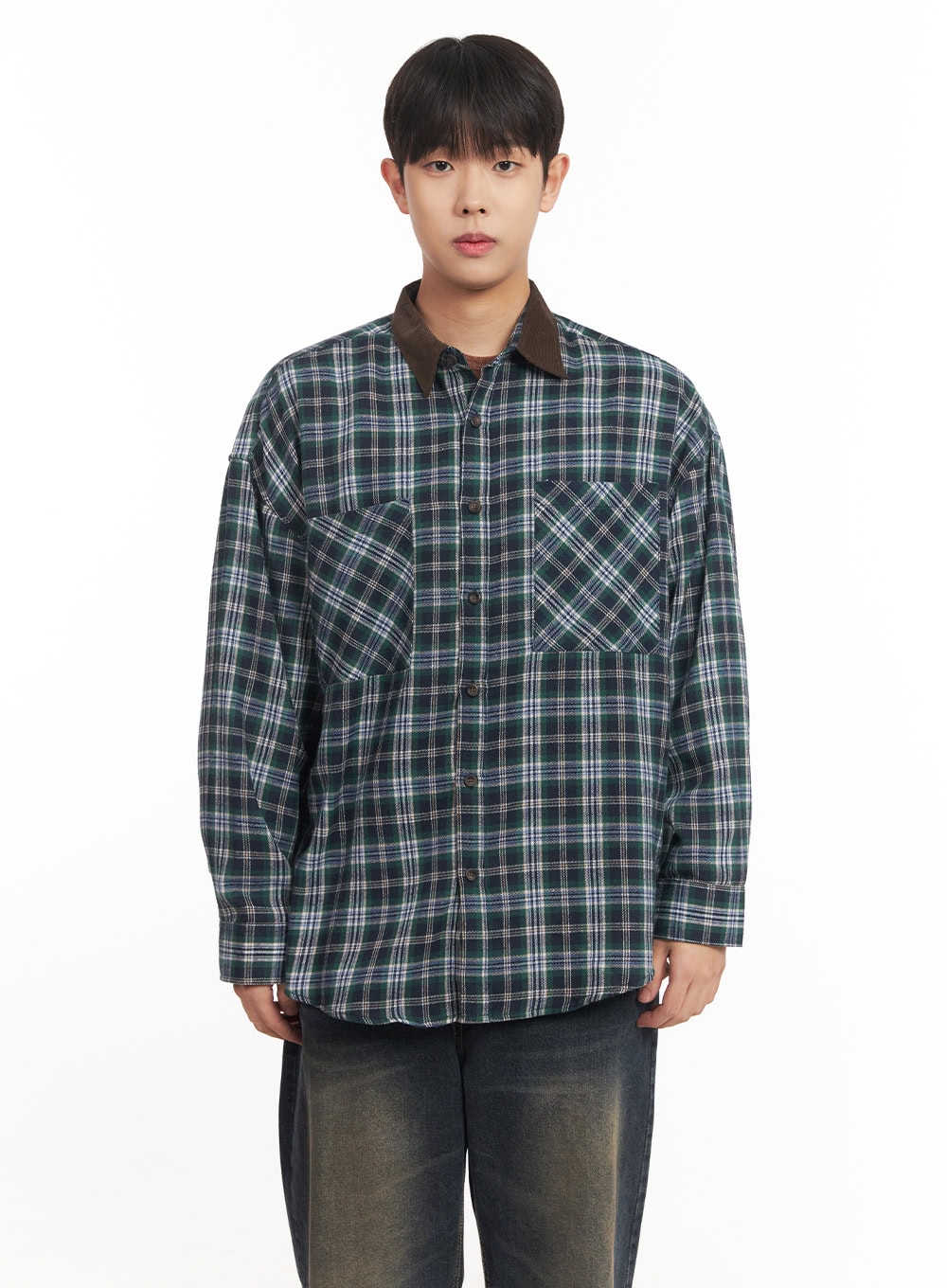 Men's Checkered Oversize Collared Shirt IM527