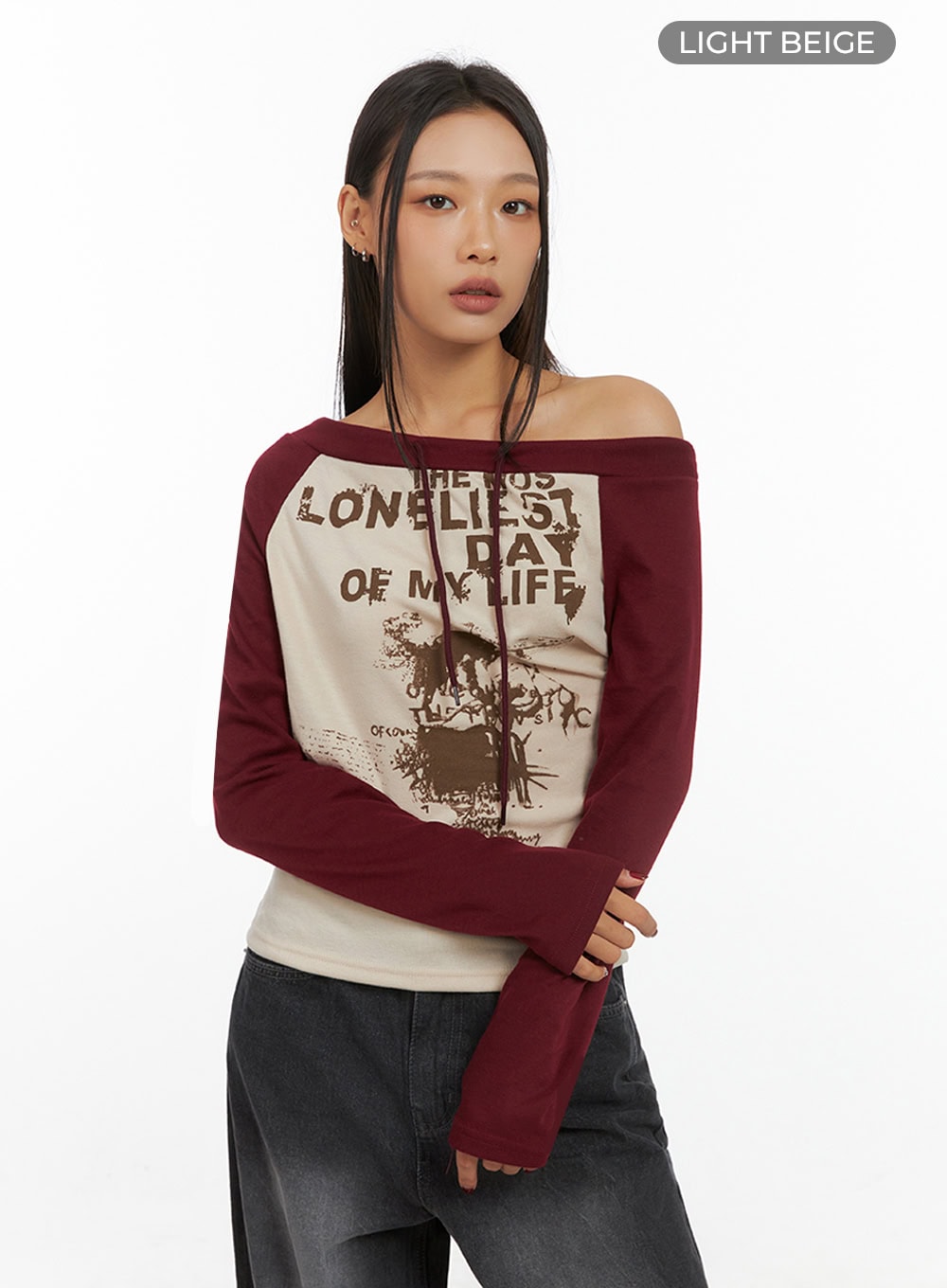 One-Shoulder Raglan Long Sleeve  IS427