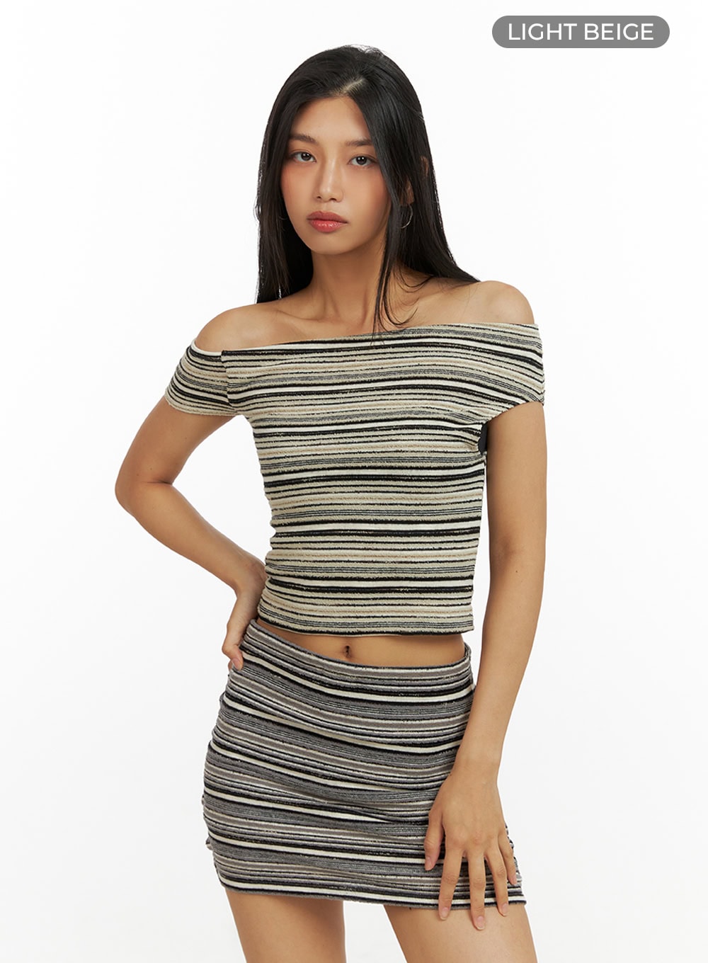 Striped Unbalanced Crop Top IU412