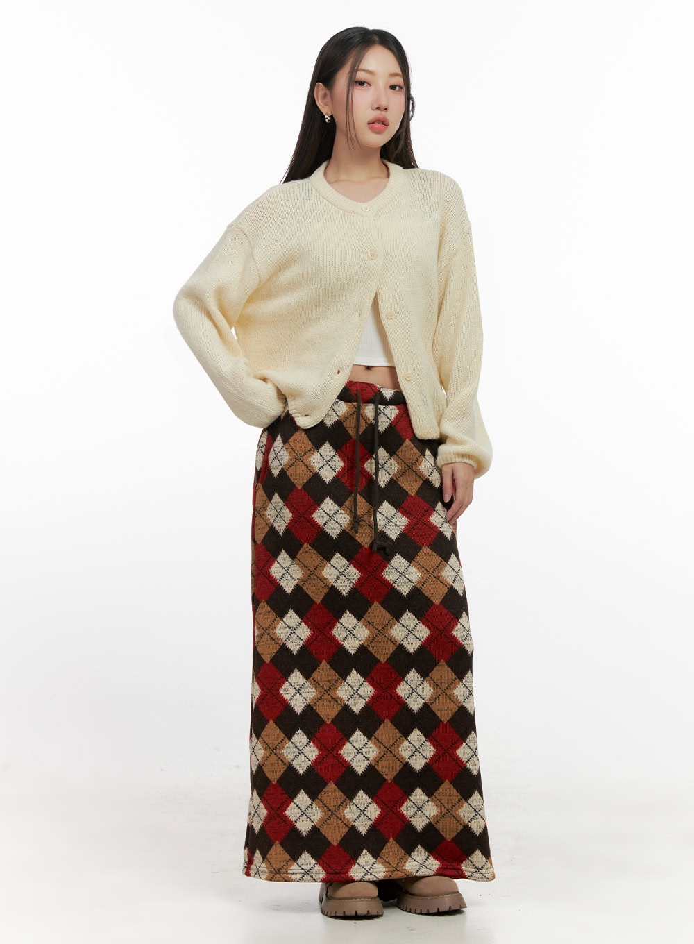 ComfyRound Neck Sweater Cardigan IN415