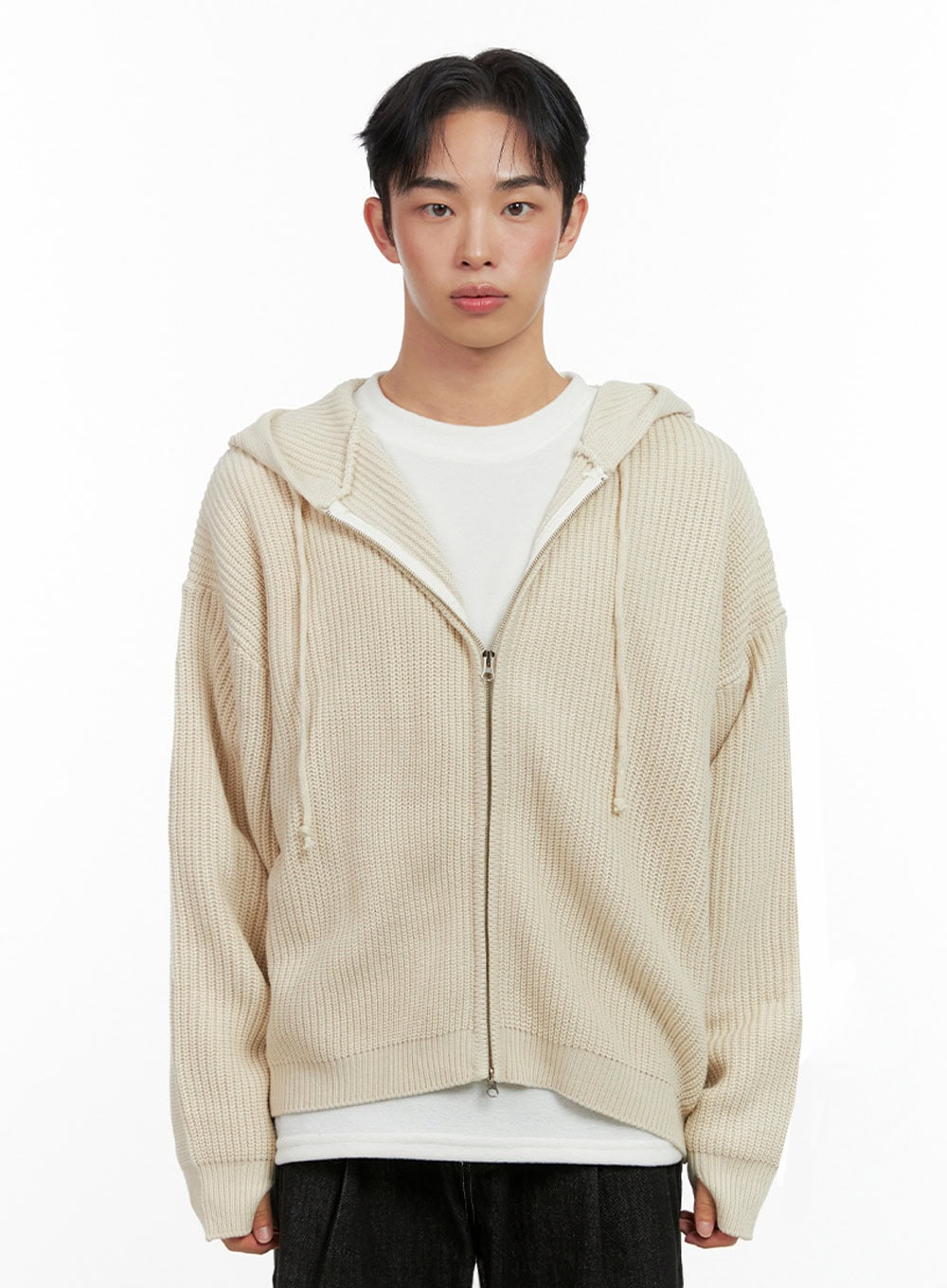 Men's Double-Zip Hooded Sweater IN426