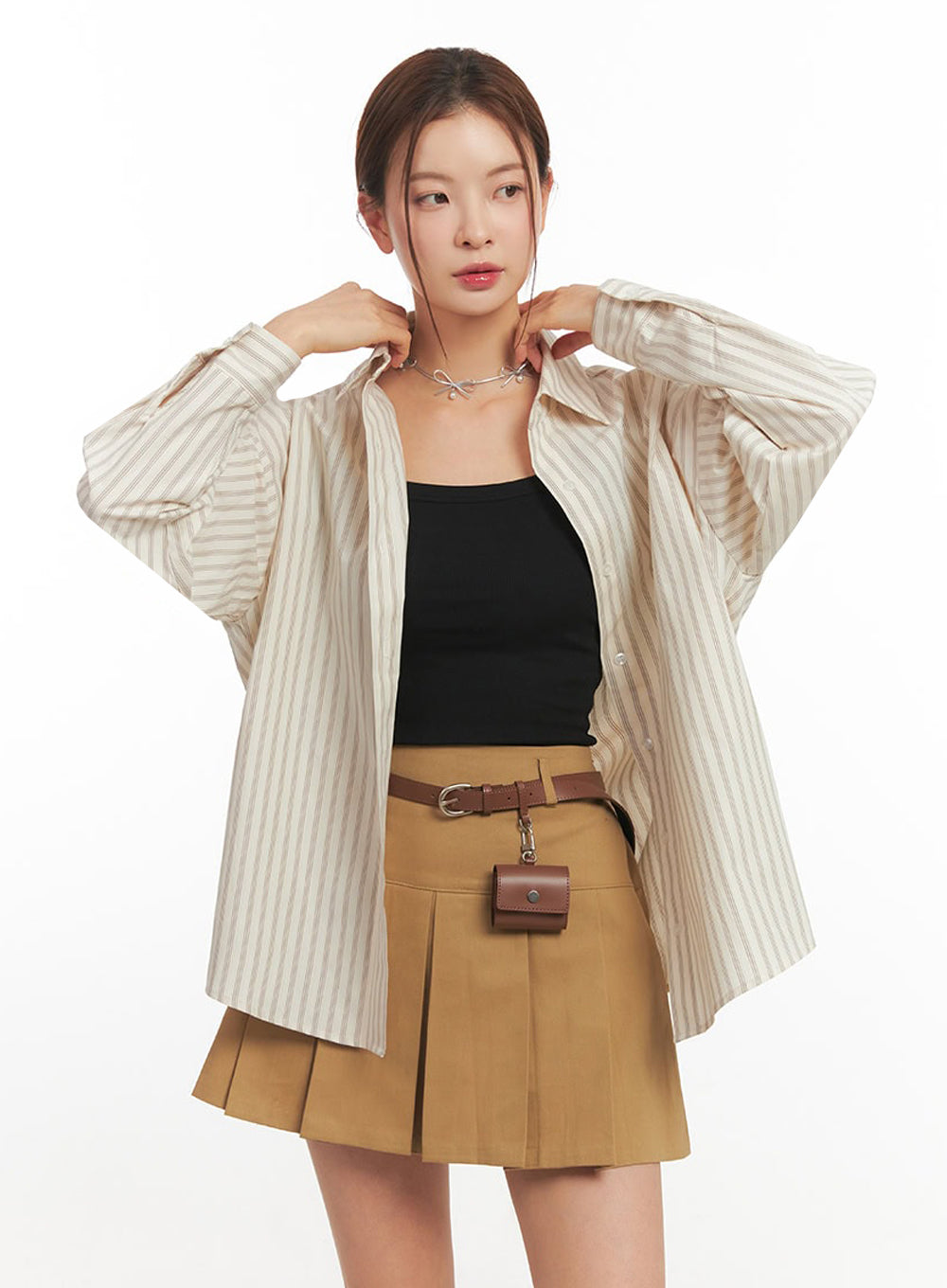 Loose-Fit Collared Striped Button-Up Shirt IM513