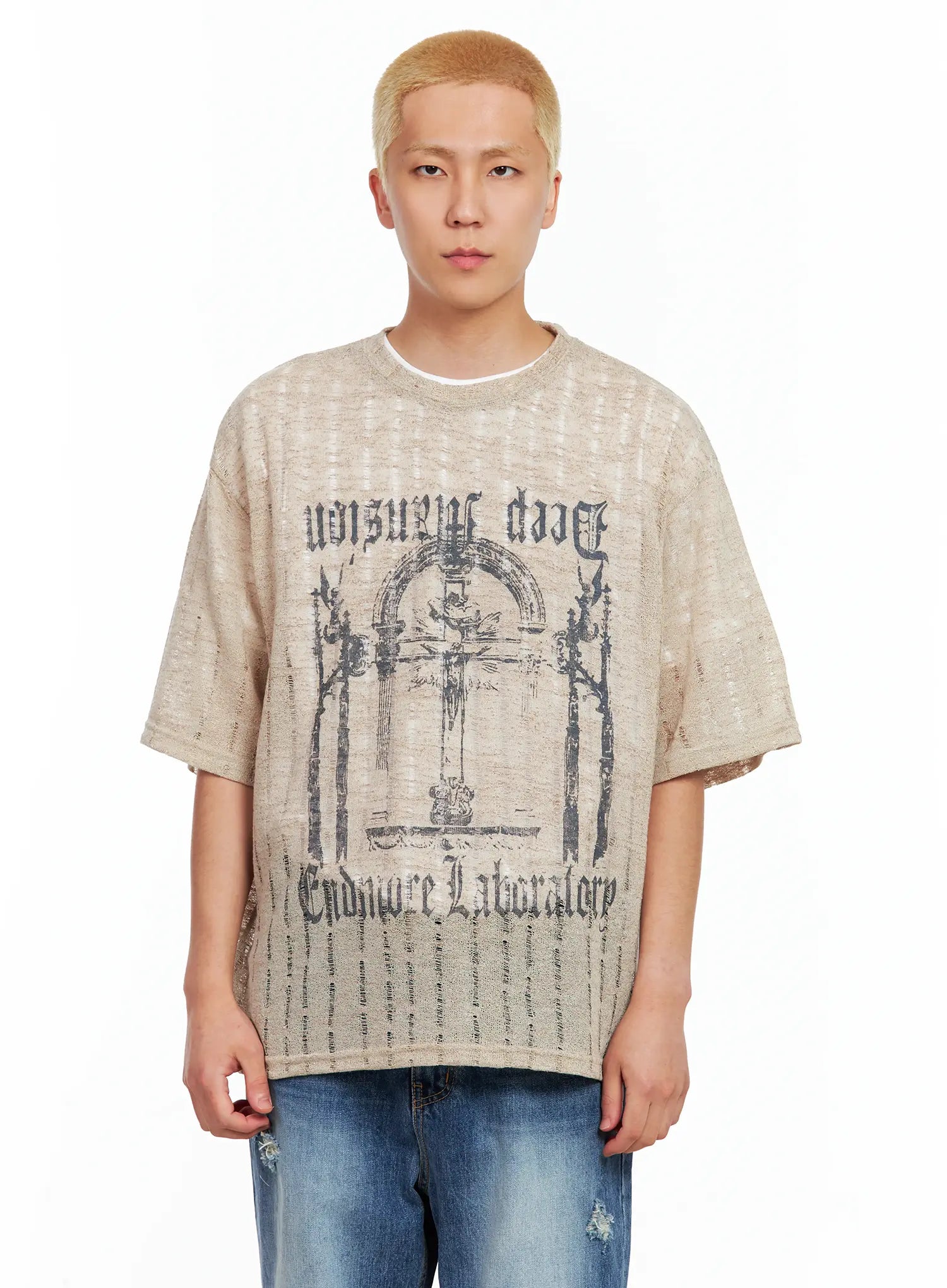 Men's Grunge Gothic Knit Tee IL514