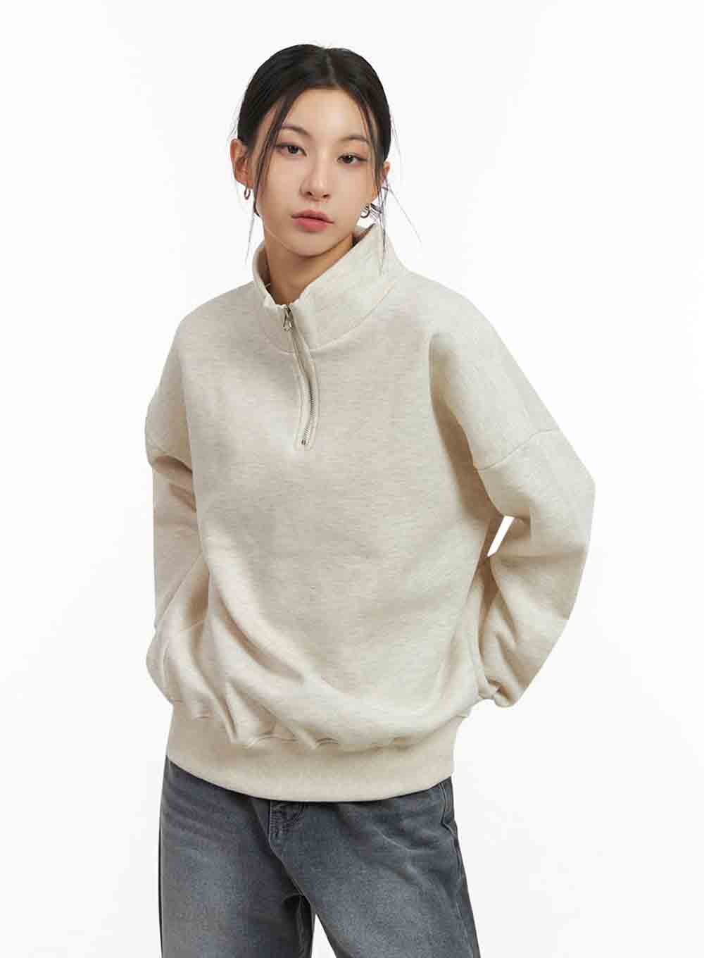 Loose-Fit Half-Zip Sweatshirt IJ503