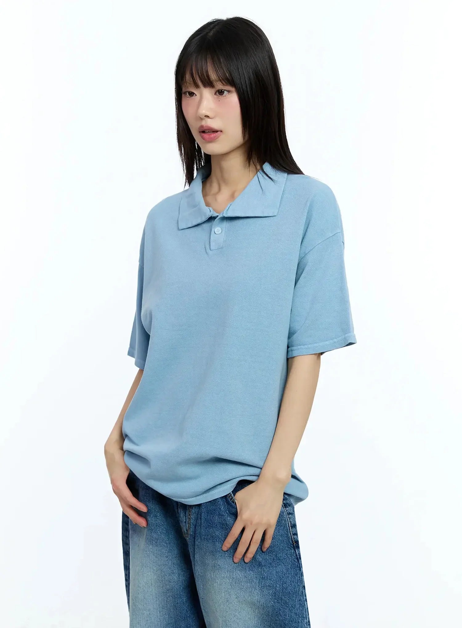 Oversized Short-Sleeve Polo Shirt IU523