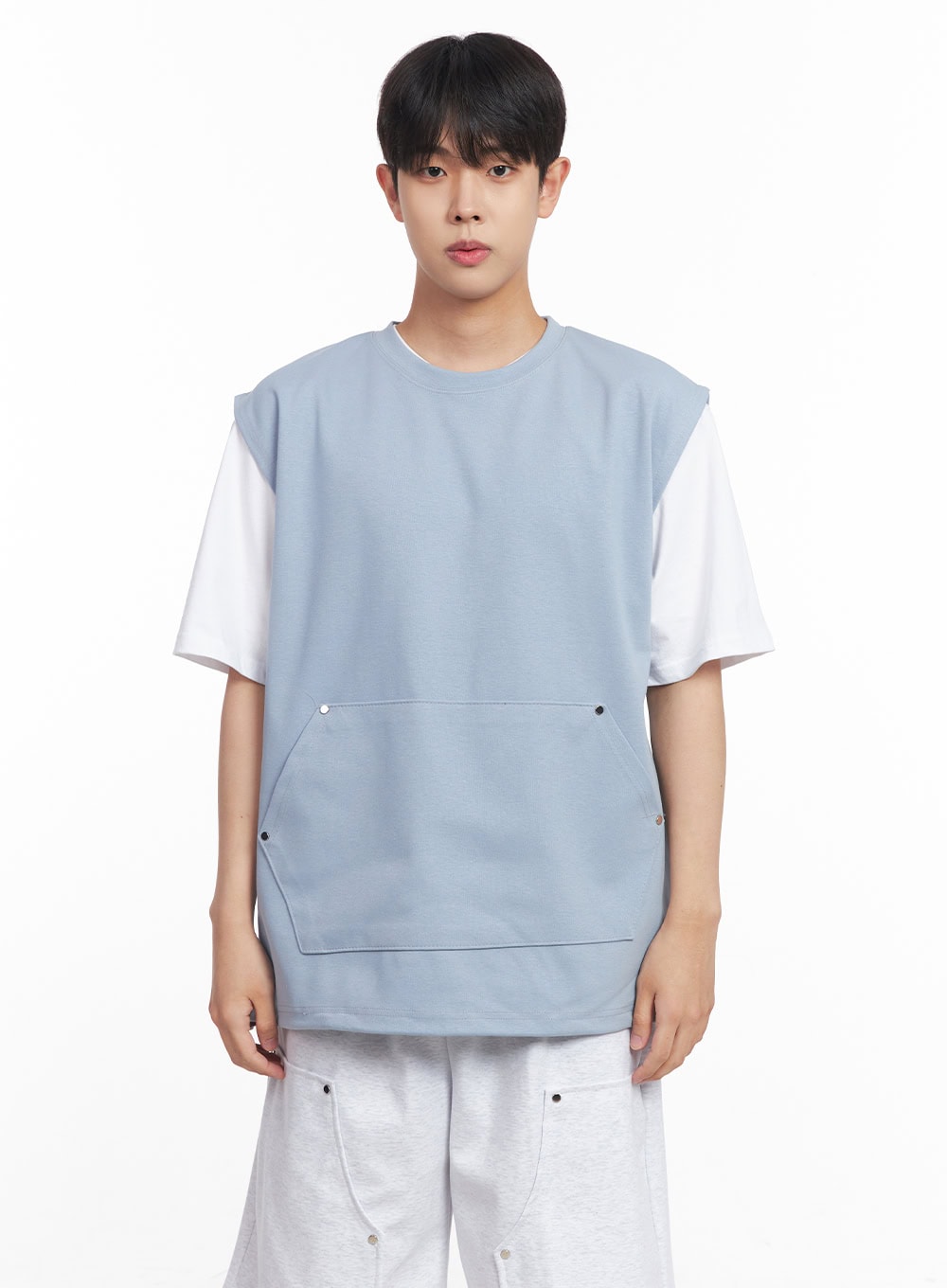 Men's Loose-Fit Cotton Pocketed Vest IY522