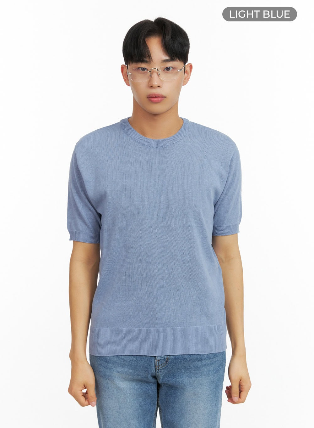 Men's Round Neck Knit T-Shirt IU412