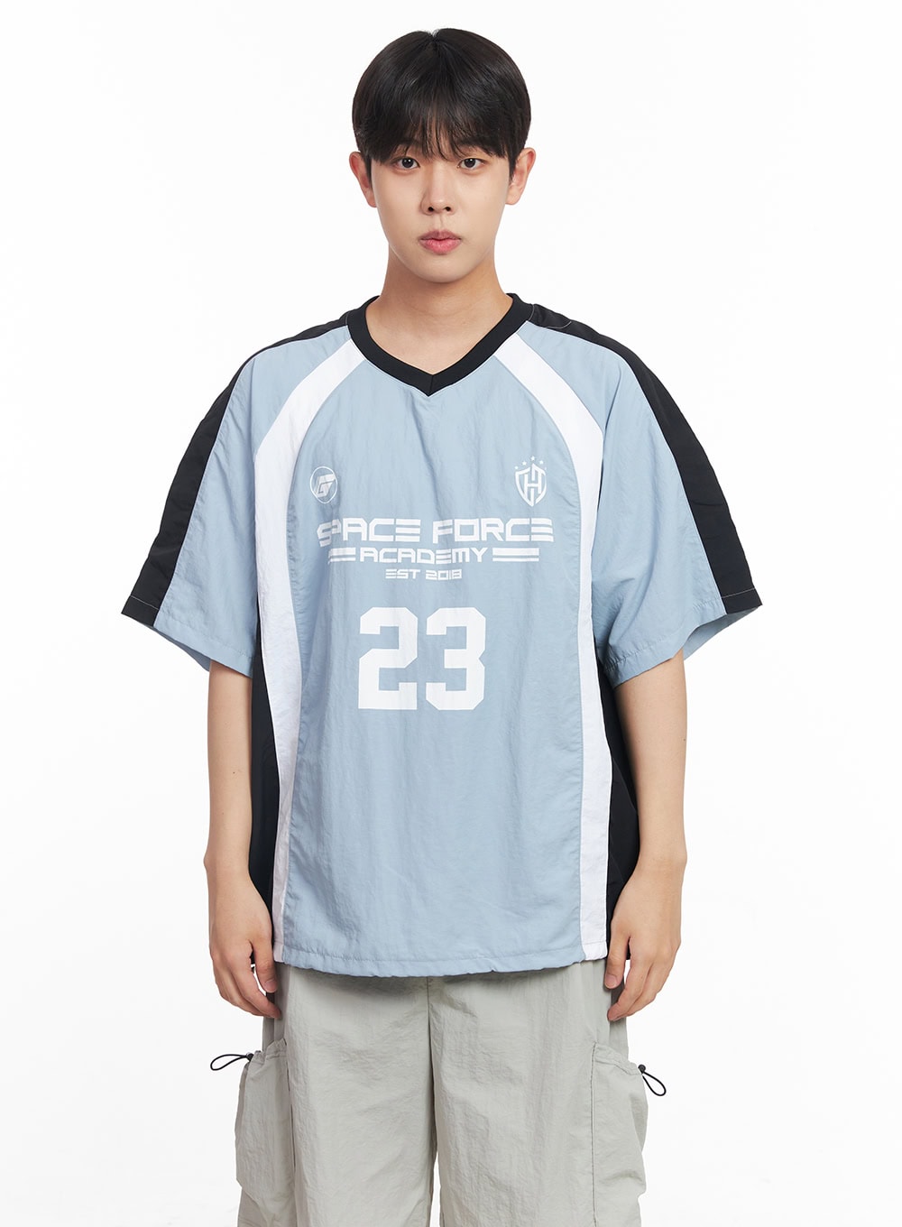 Men's Nylon V-Neck Graphic Jersey IY522