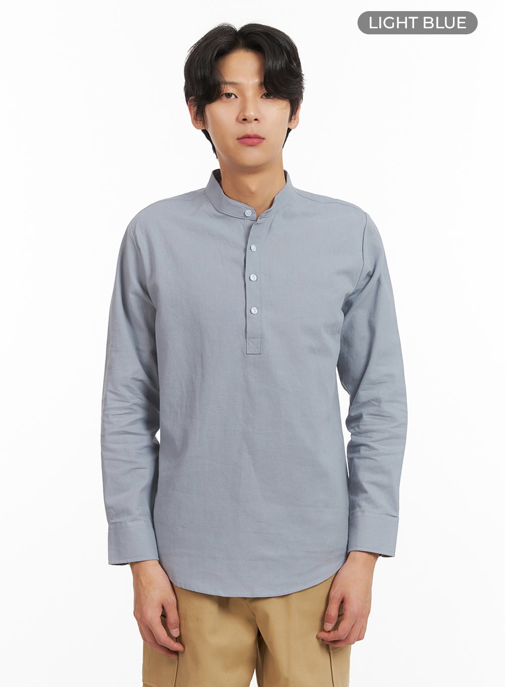 Men's High Collar Buttoned Shirt IY424