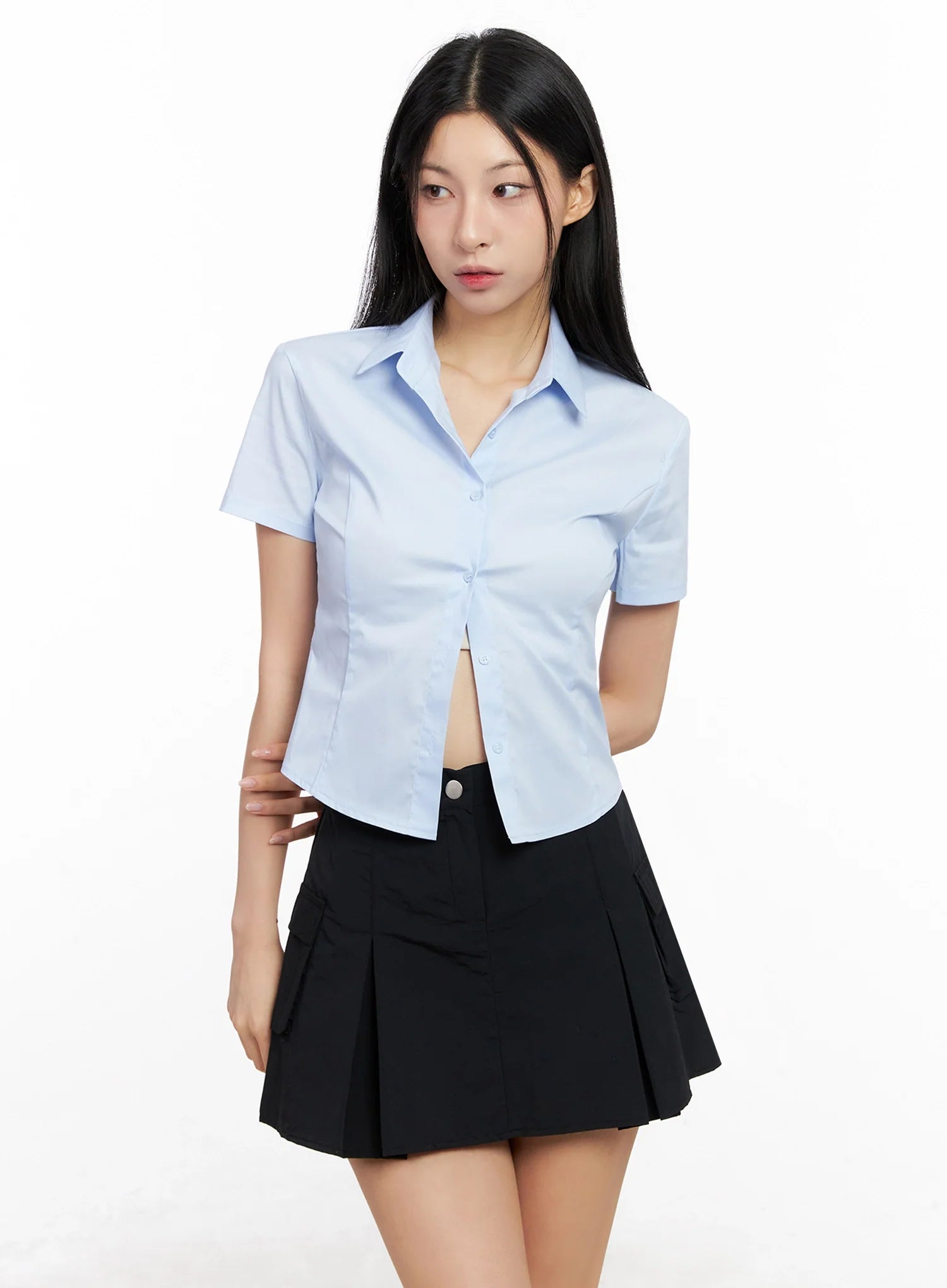 Classic Button-Up Short-Sleeve Shirt IG508