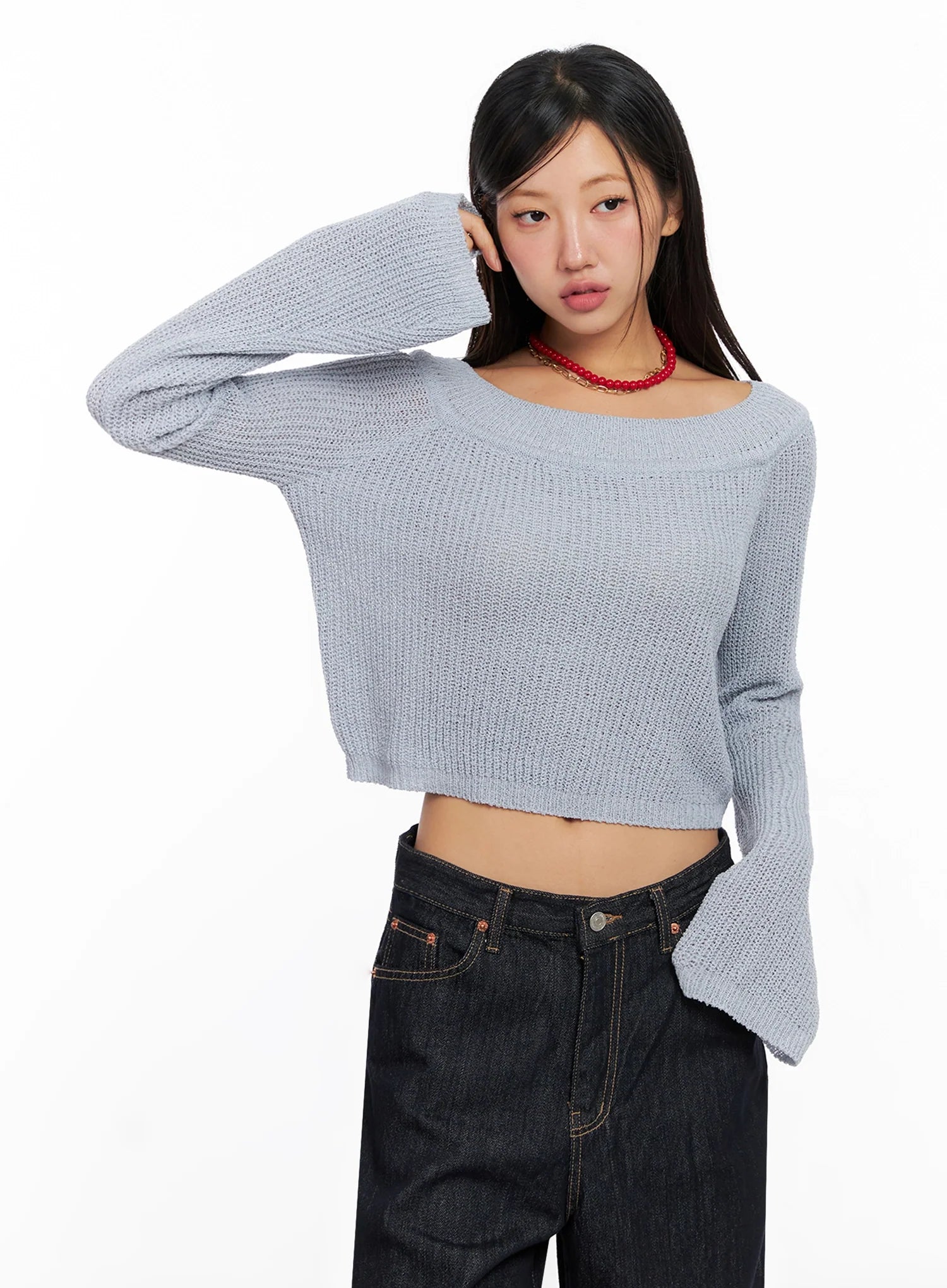 Long Sleeve Off-Shoulder Knit IG527