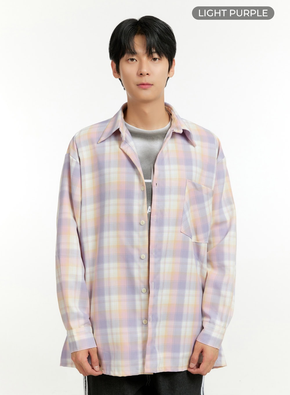 Men's Checkered Buttoned Collar Shirt IL412