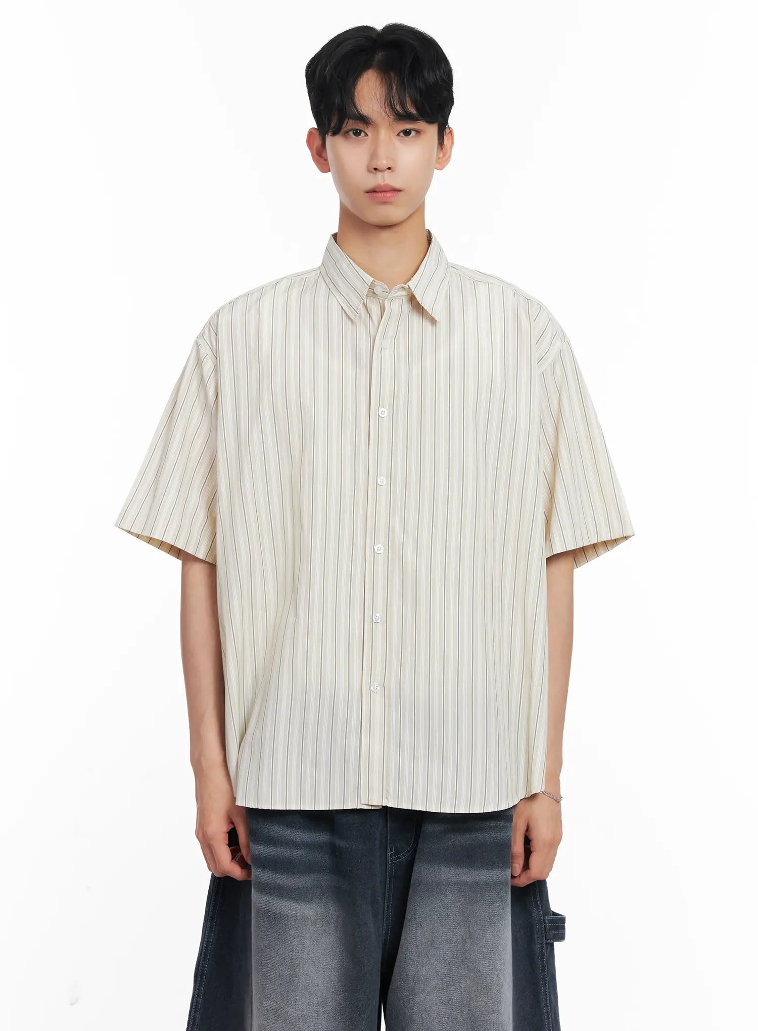 Men's Striped Button-Up Shirt IL504