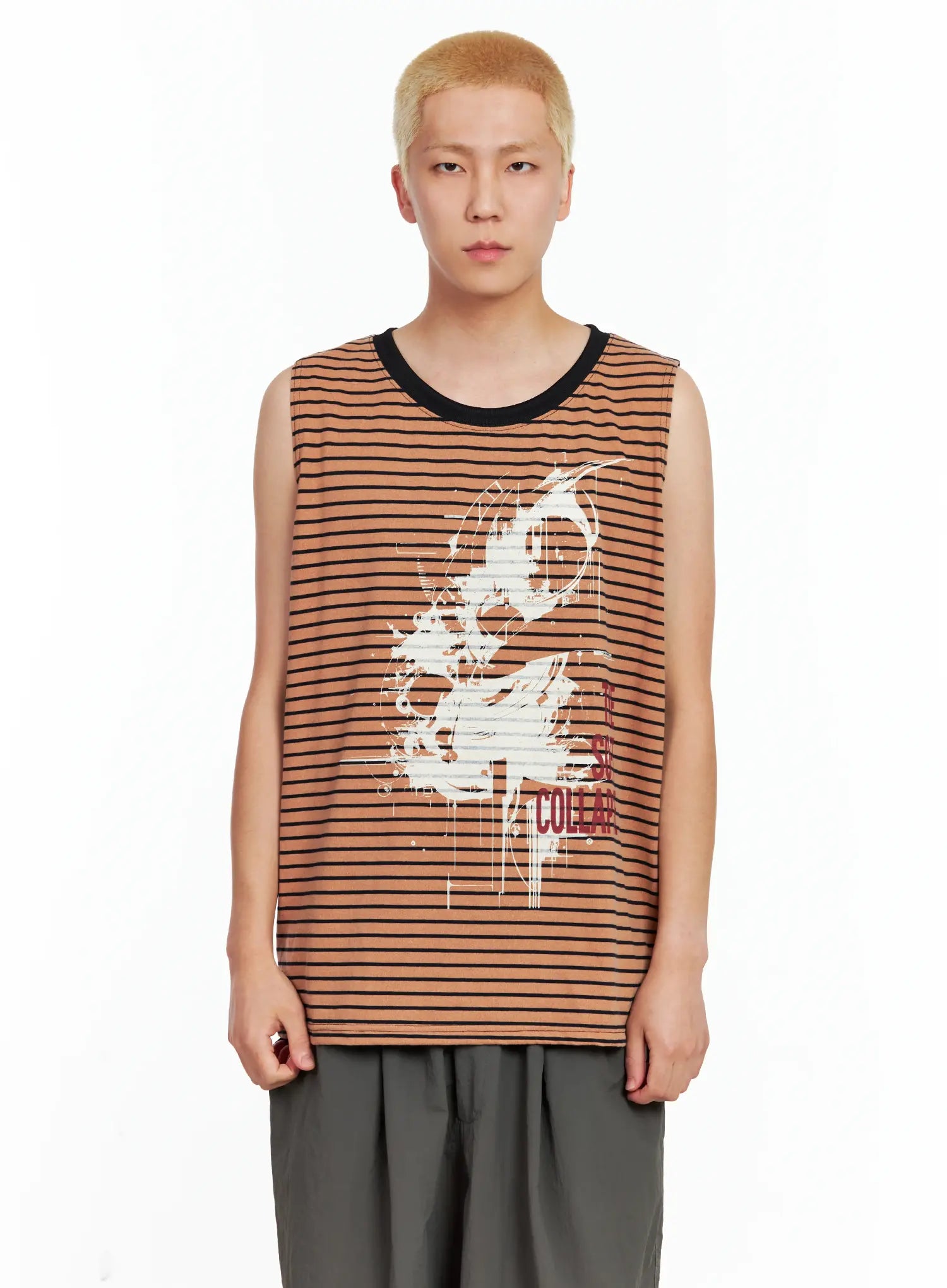 Men's Striped Sleeveless Tee IL511