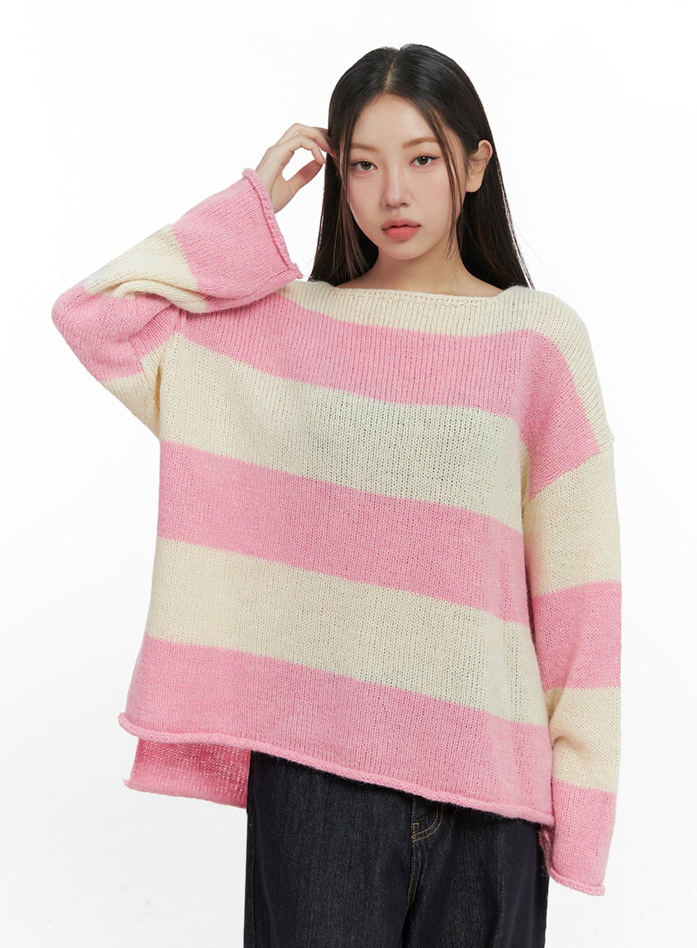 Oversize Stripe Wool Sweater IN415