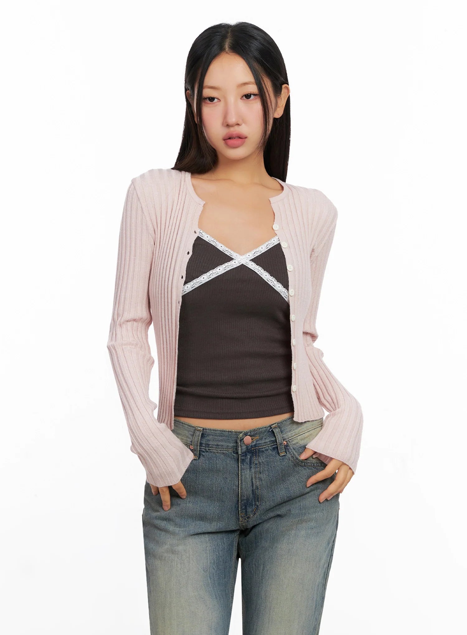 Ribbed Slim Fit Cardigan IG528