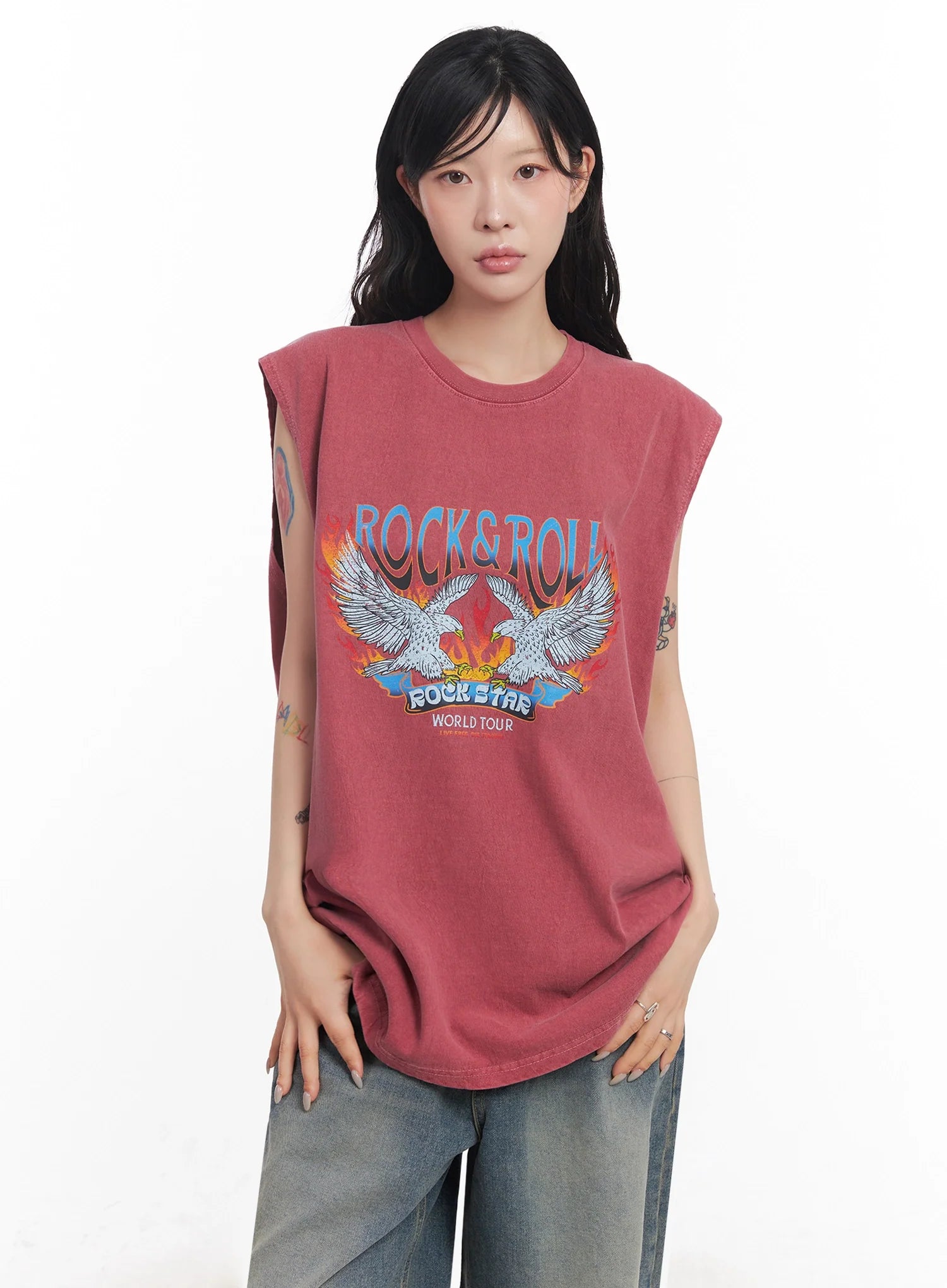 Rock & Roll Graphic Sleeveless Top  IC503