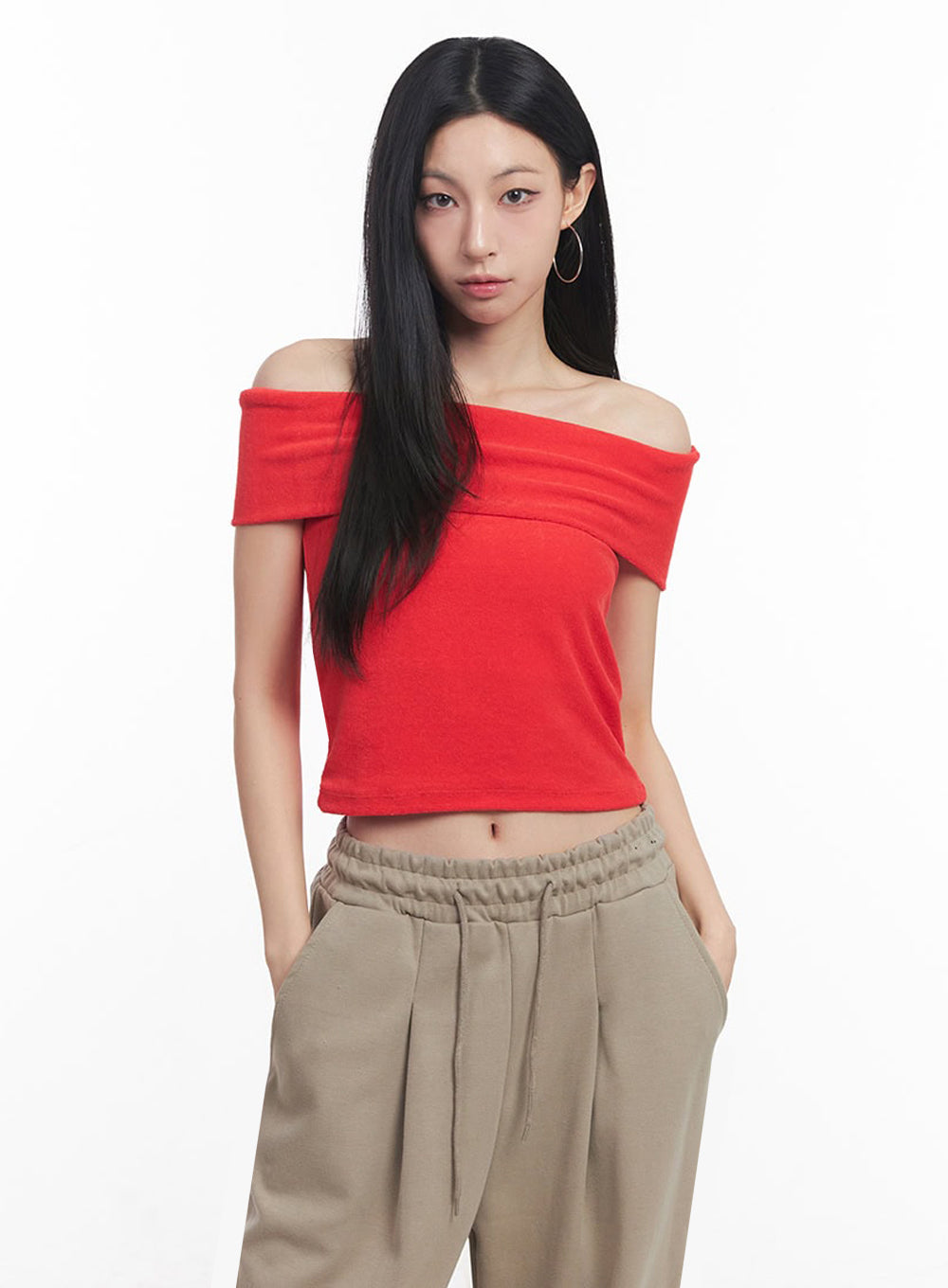 Classic Off-Shoulder Crop Top IY516