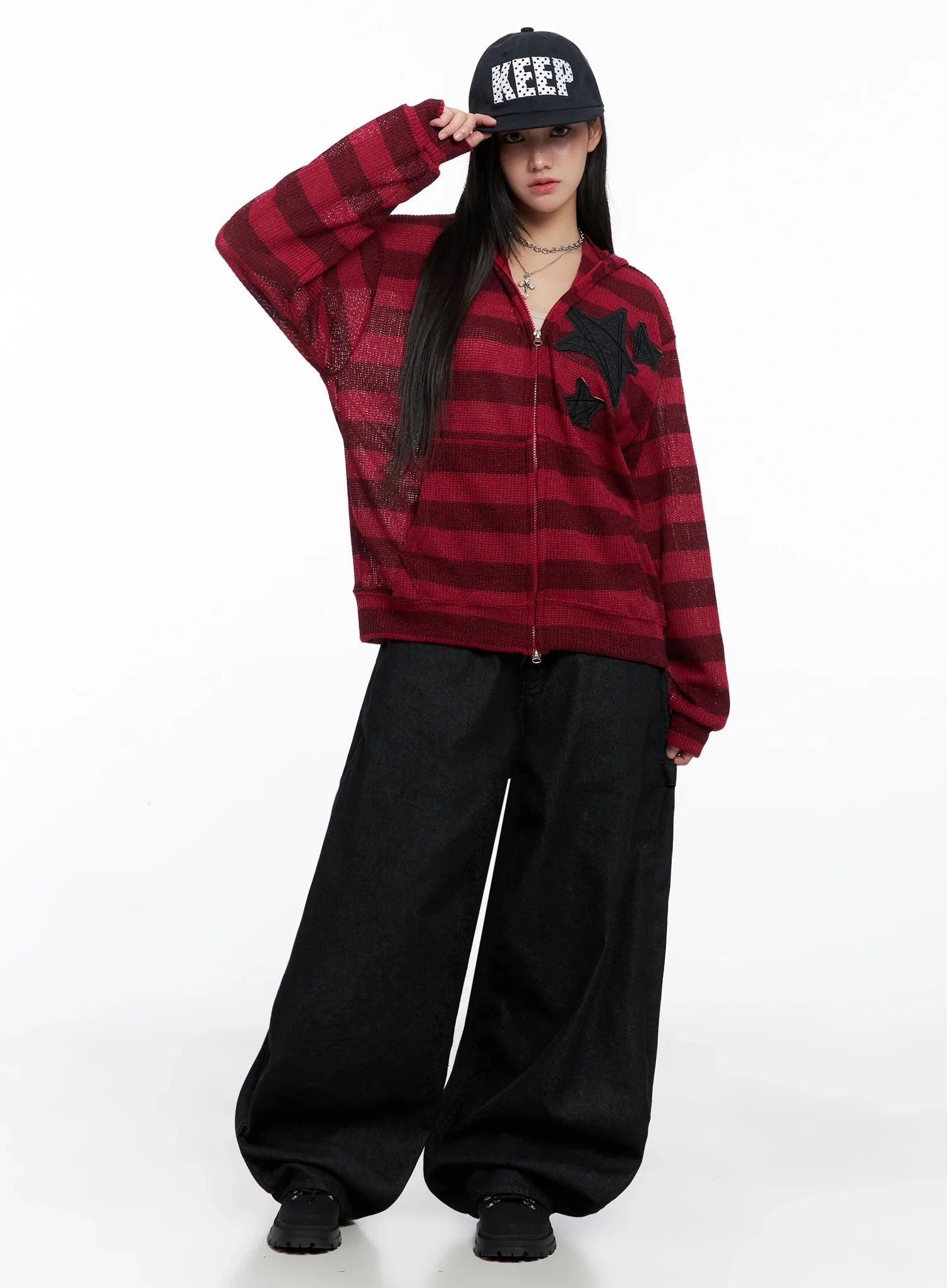 Star Patch Striped Zip-Up IS525