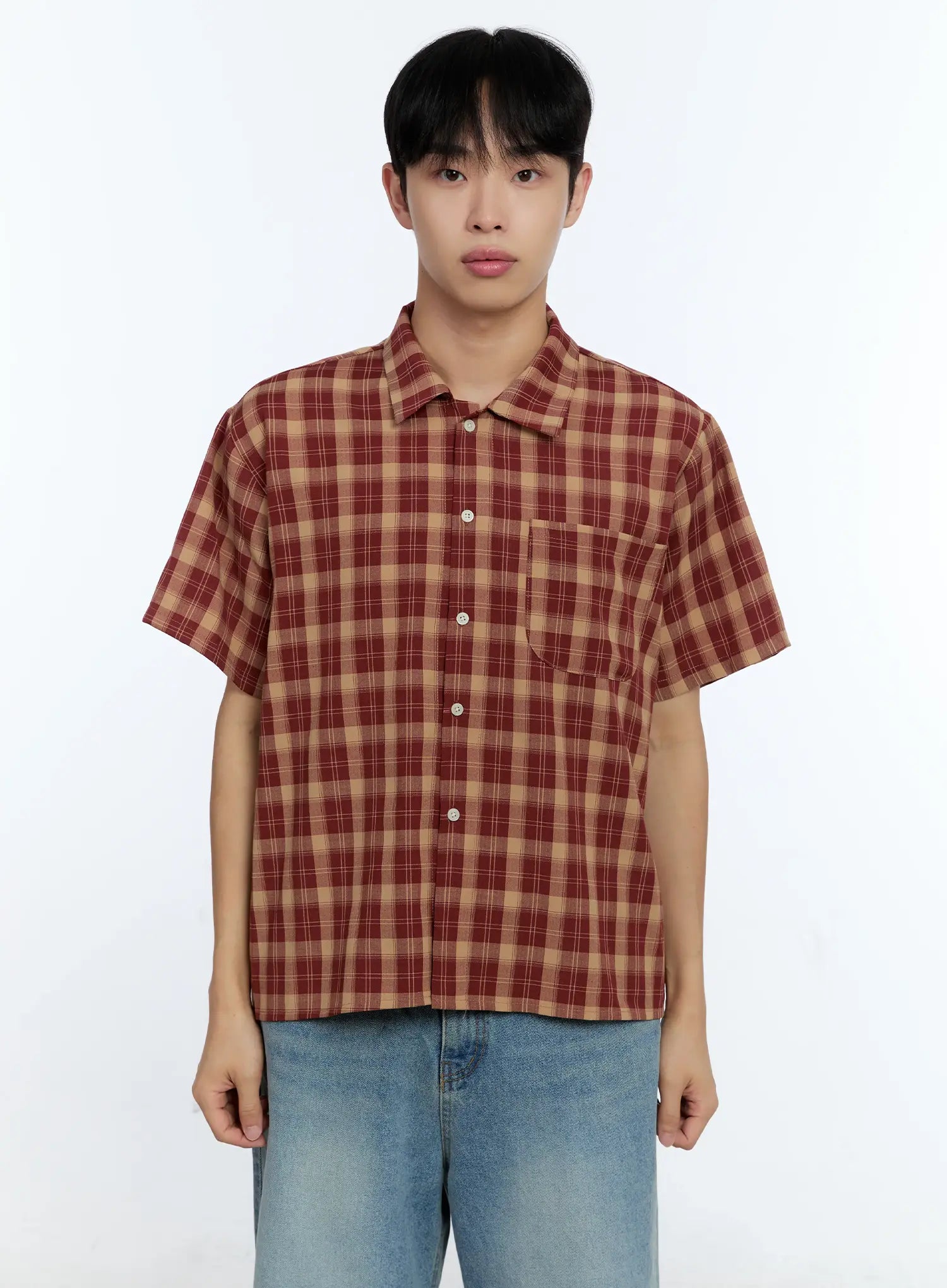 Men's Plaid Short Sleeve Shirt IG519