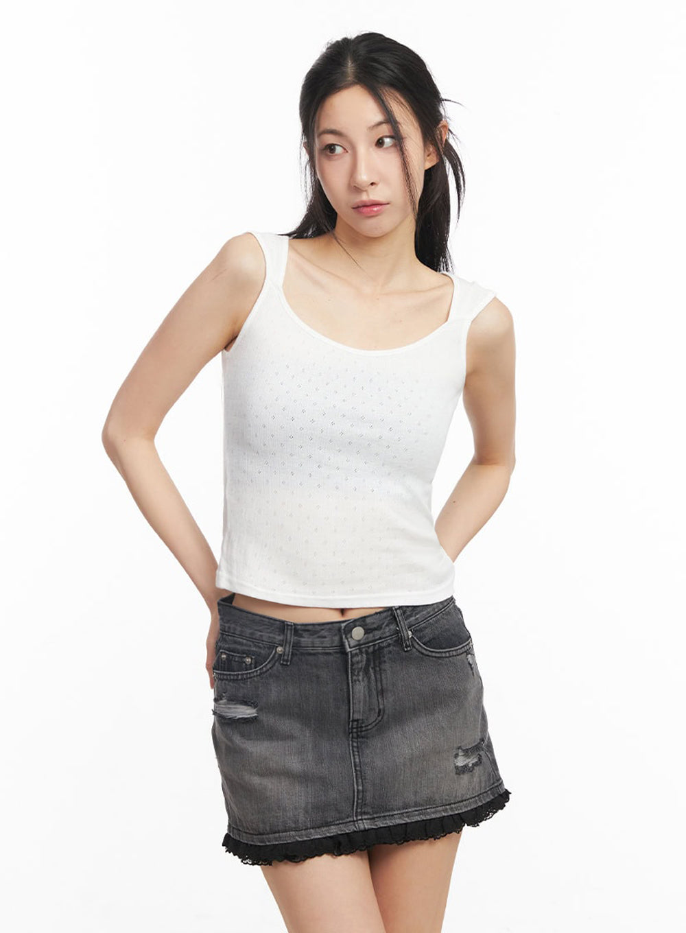 Square-Neck Off-Shoulder Top IY529