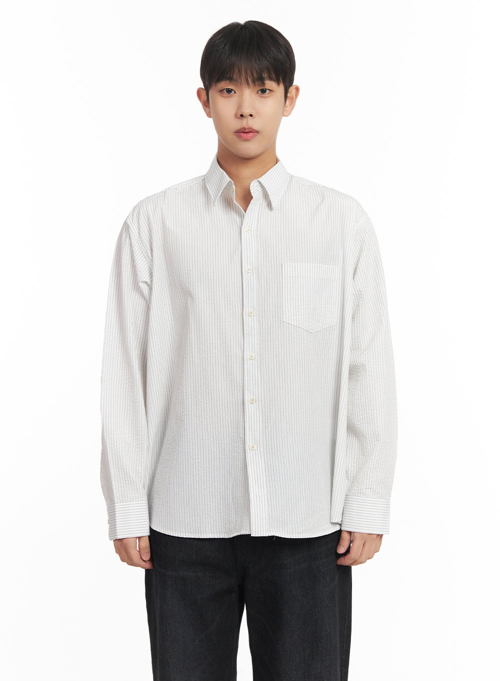 Men's Oversized Stripe Collared Shirt IM514