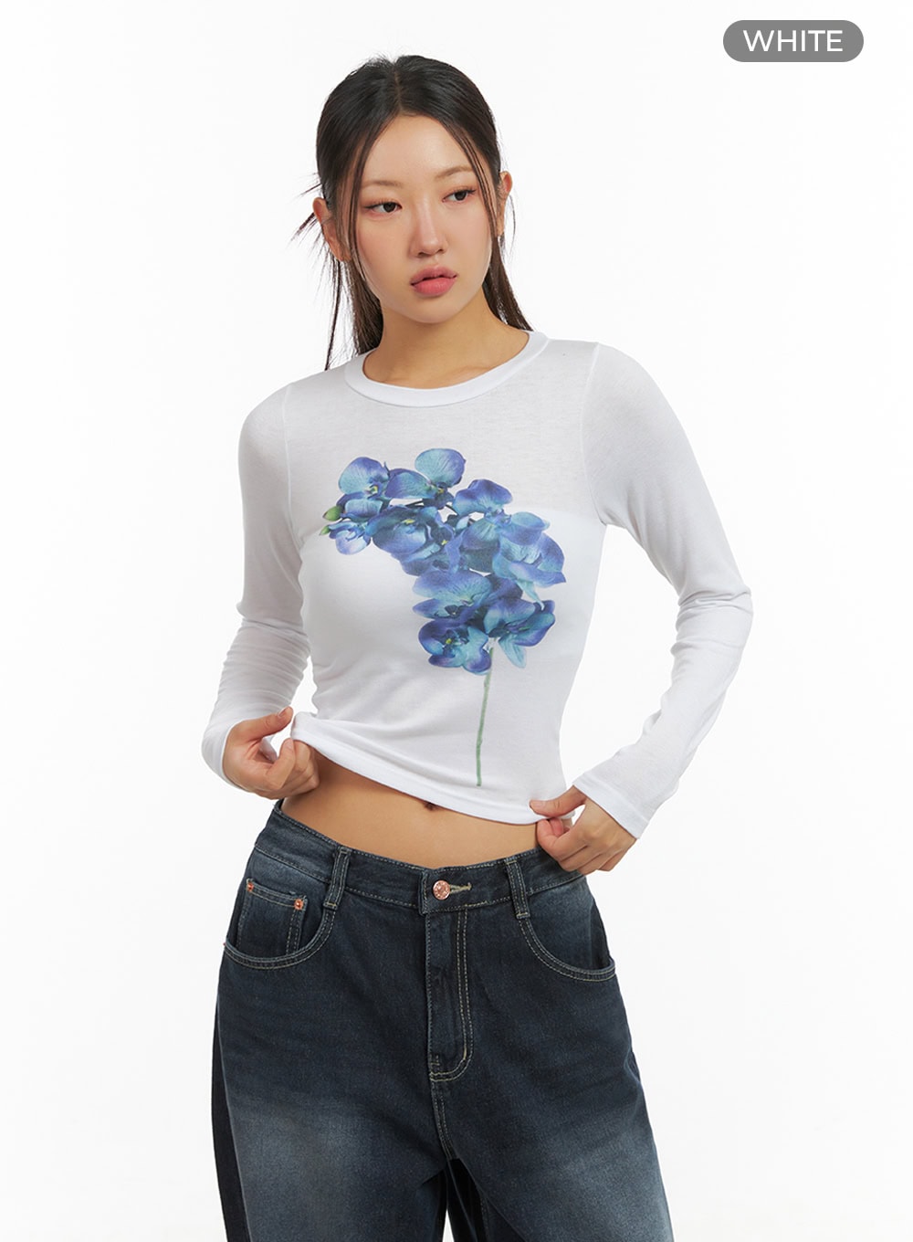 Flower Graphic Bliss Long Sleeve Top IS402