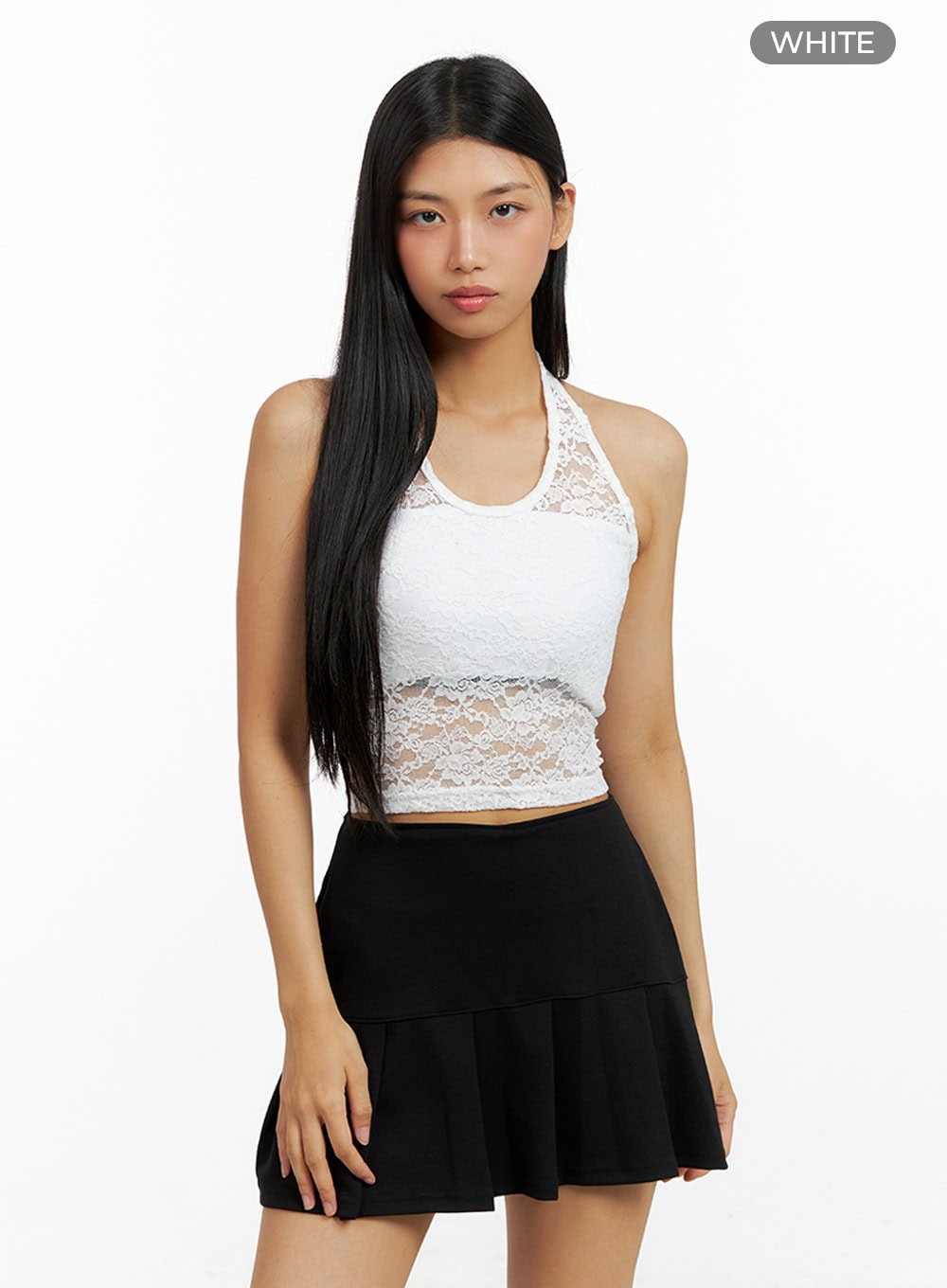 Lace Halter Crop Sleeveless Top IL419