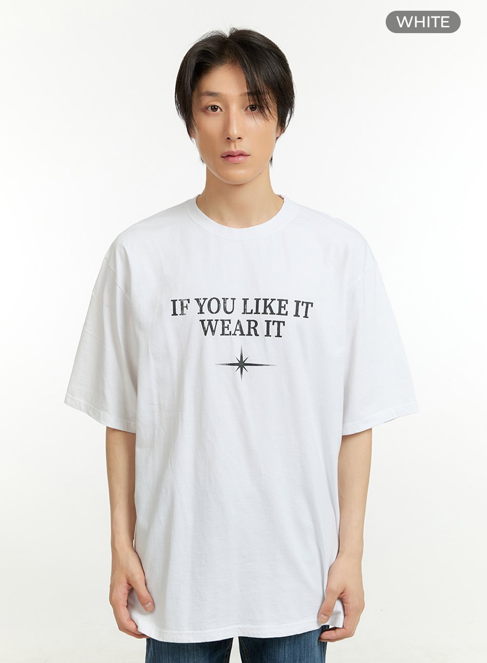 Men's Washed Lettering T-Shirt IL418