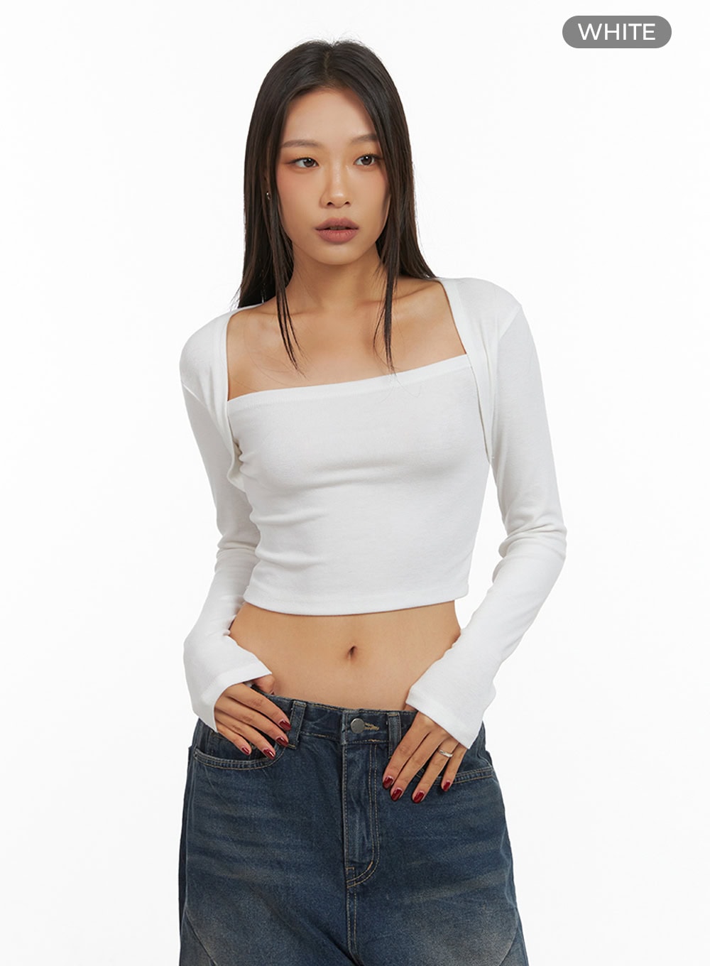 Square Neck Bolero-Style Slim Fit Crop Top IS427