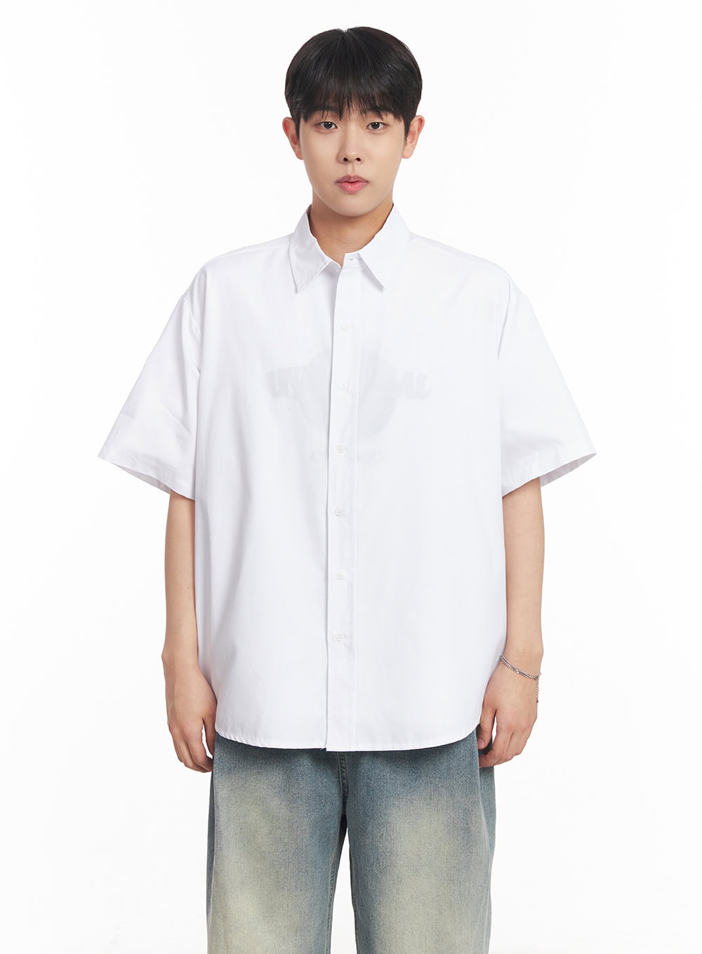 Men's Oversized Collared Short Sleeve Shirt IA529