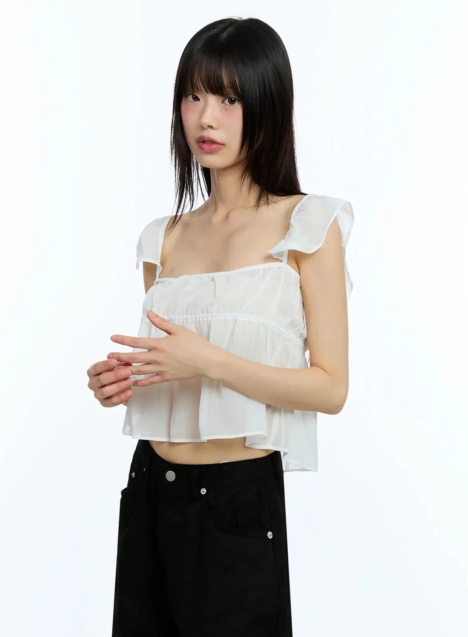 Square Neck Flared Crop Top IU523