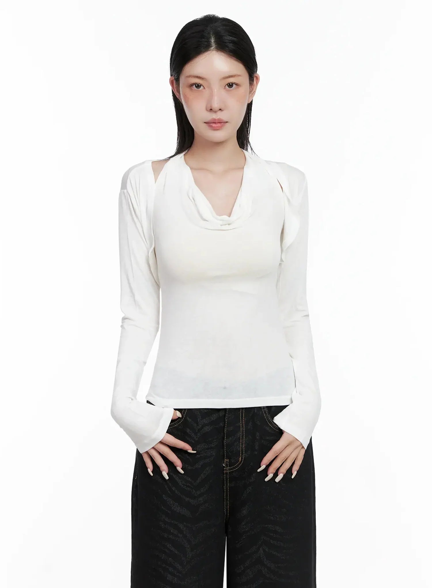 Cowl Neck Top Bolero Set IS508