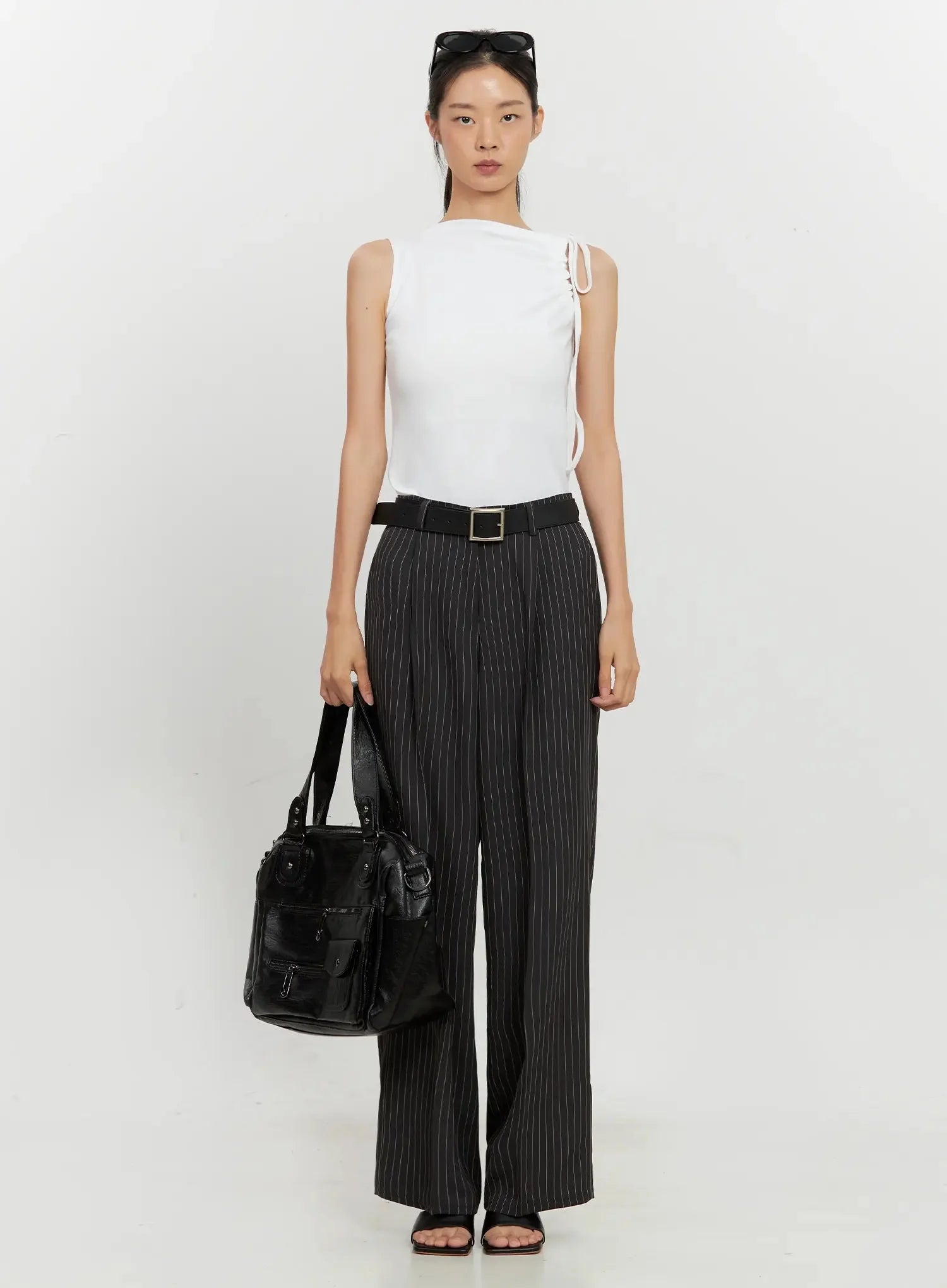 Asymmetric High Neck Tank Top IL528